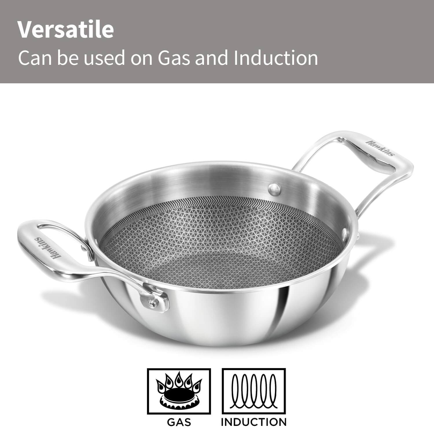 Hawkins Deep-Fry Pan 1.5L - Scratch-Resistant & Safe for Metal Utensils