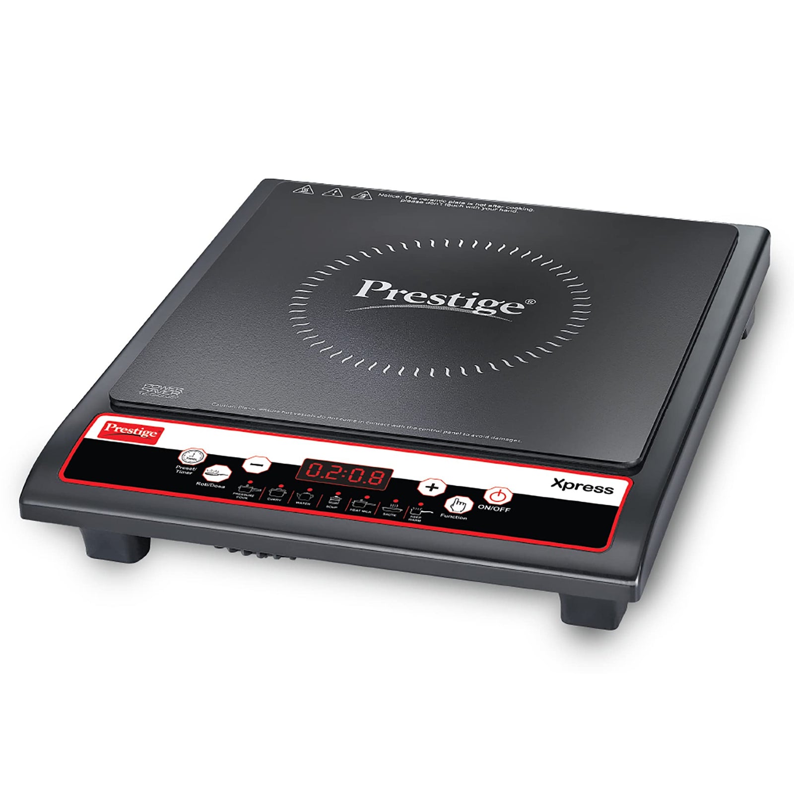 Prestige Xpress 1200W Induction Cooktop Black with Digital Display and Push Button Controls
