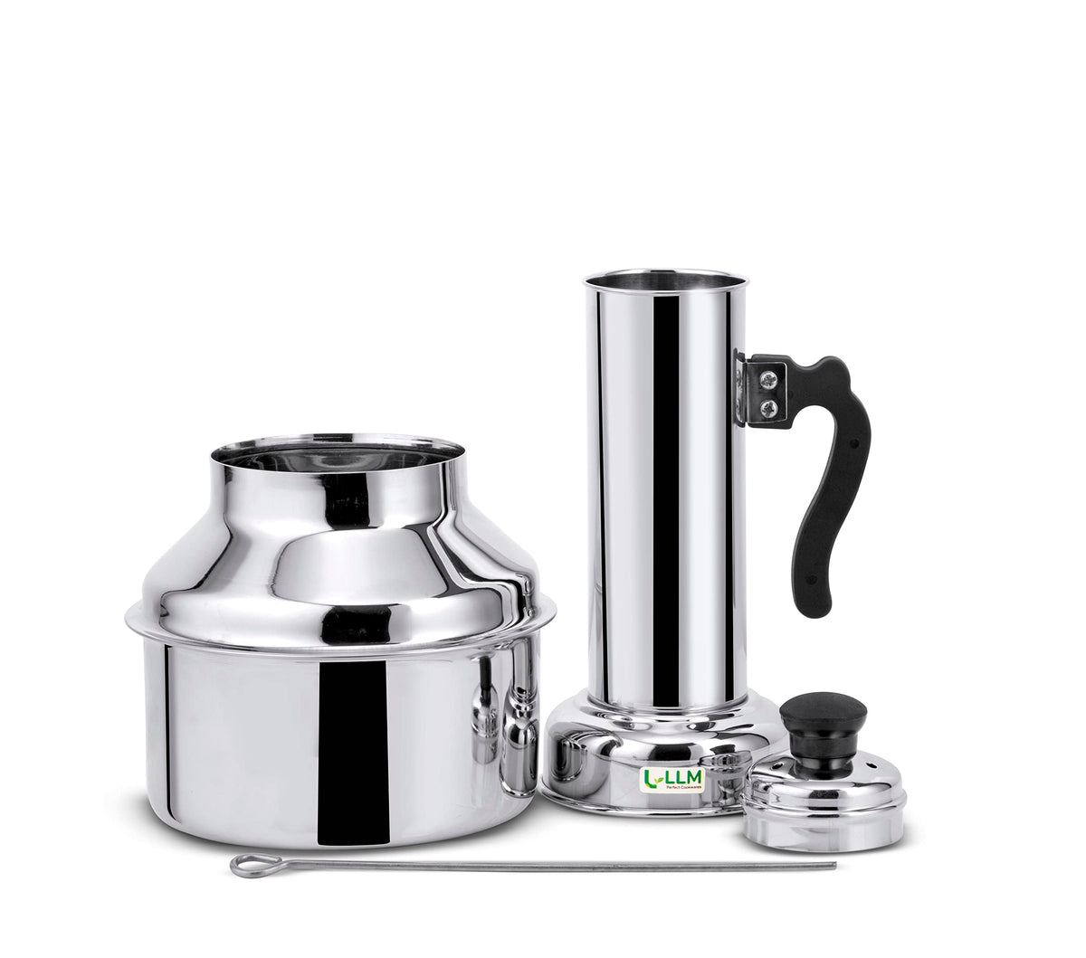 LLM Stainless Steel Puttu Maker with Steamer Plate & Steel Stick, 1.5 Ltr