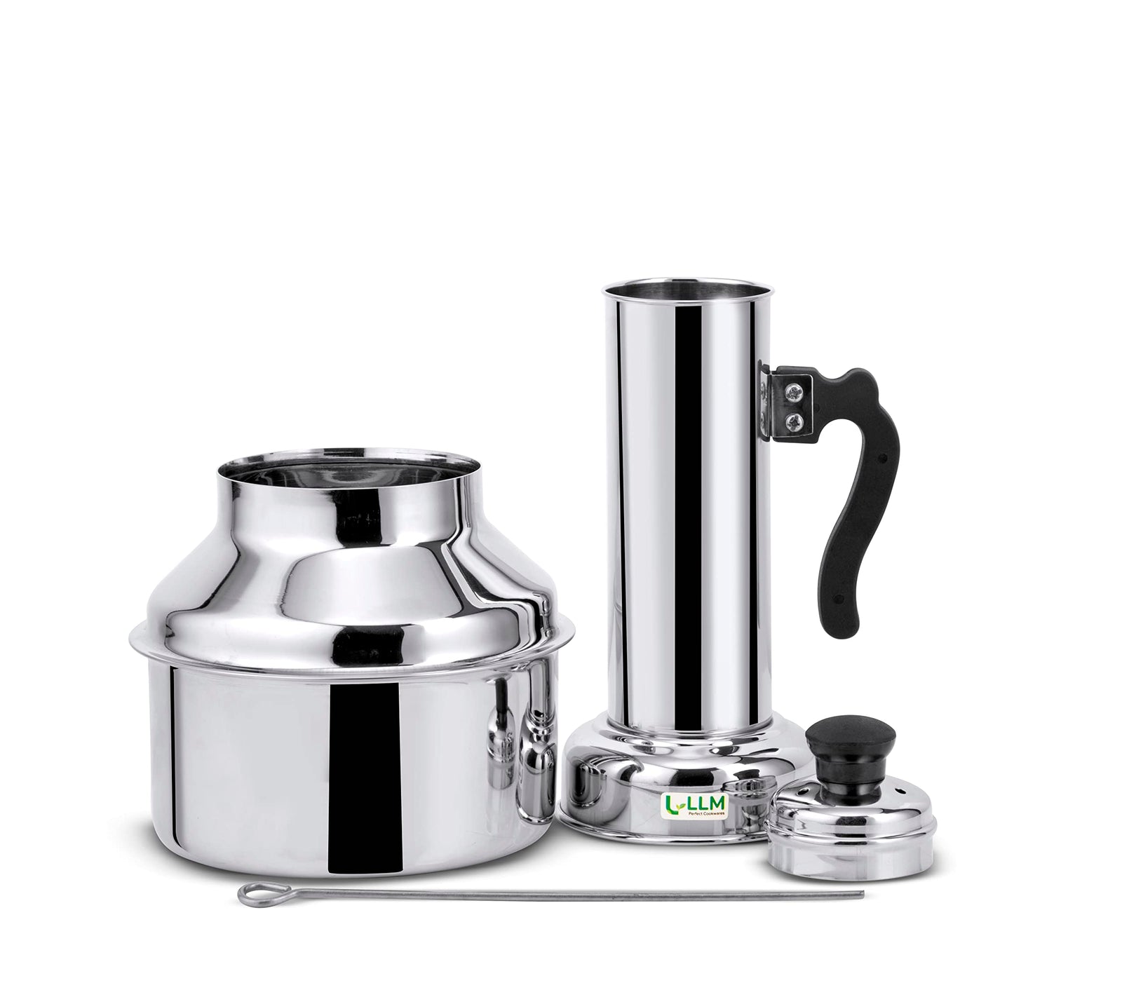 LLM Stainless Steel Puttu Maker with Steamer Plate & Steel Stick, 1.5 Ltr