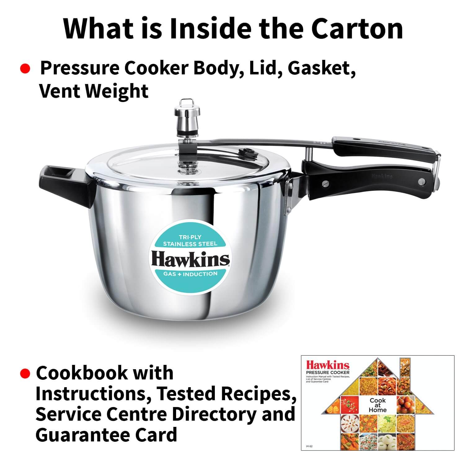 Hawkins Triply Stainless Steel Pressure Cooker - Inner Lid, Induction Compatible with 3mm Extra-Thick Base