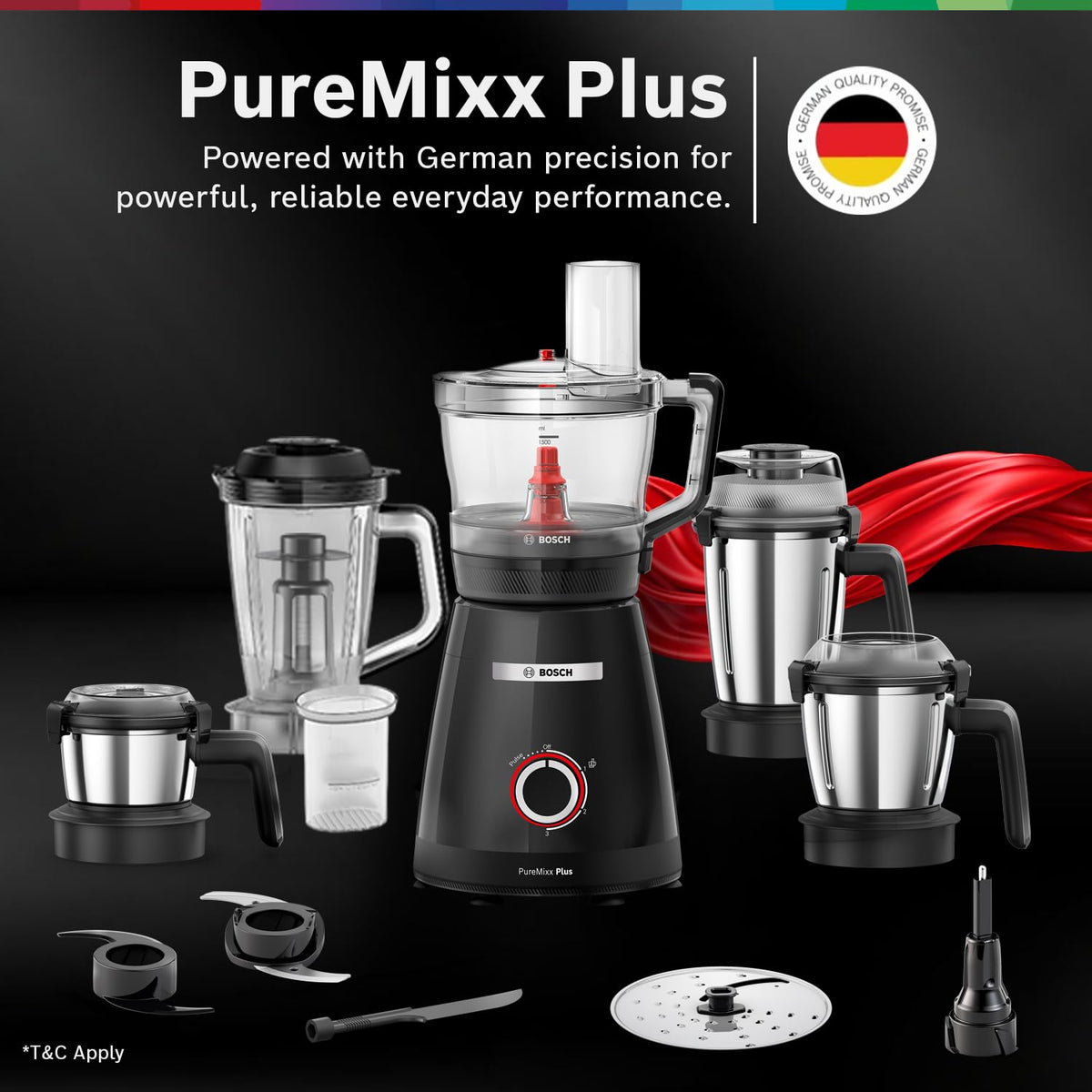 Bosch PureMixx Plus Serie 8 800W Mixer Grinder Food Processor Black