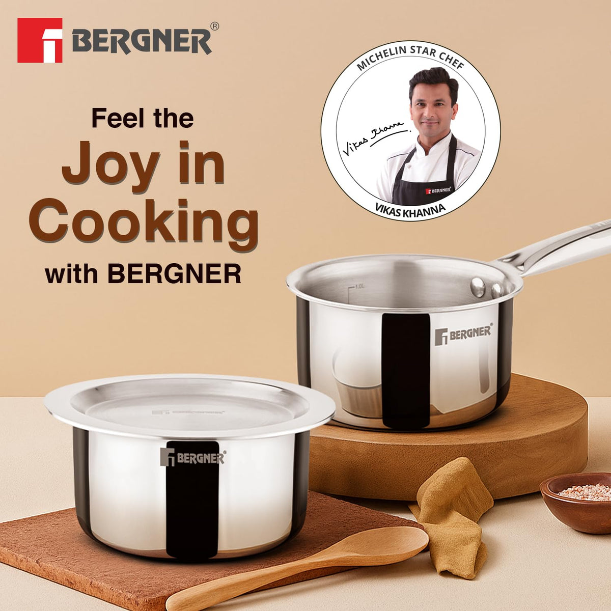 Bergner cookware set with aluminum core for faster heating