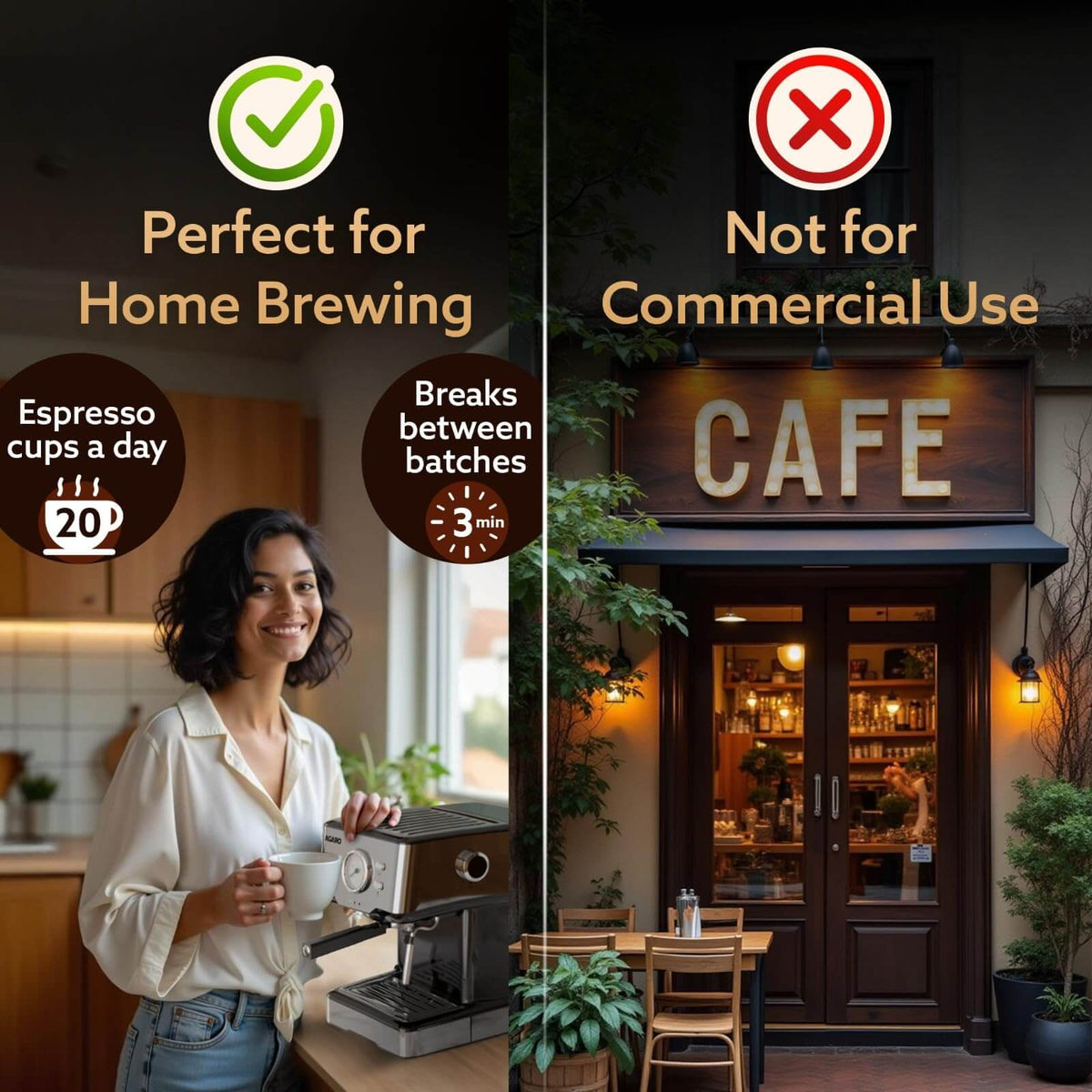 Professional home espresso maker with analog temperature gauge