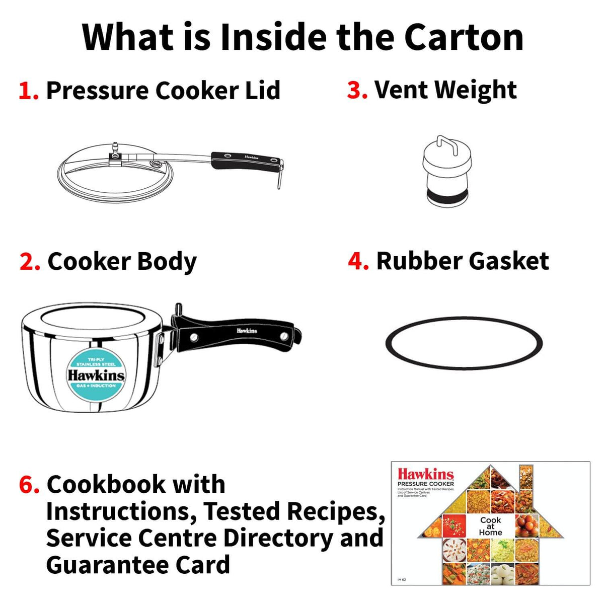 Hawkins Triply Stainless Steel Pressure Cooker - Inner Lid, Induction Compatible with 3mm Extra-Thick Base