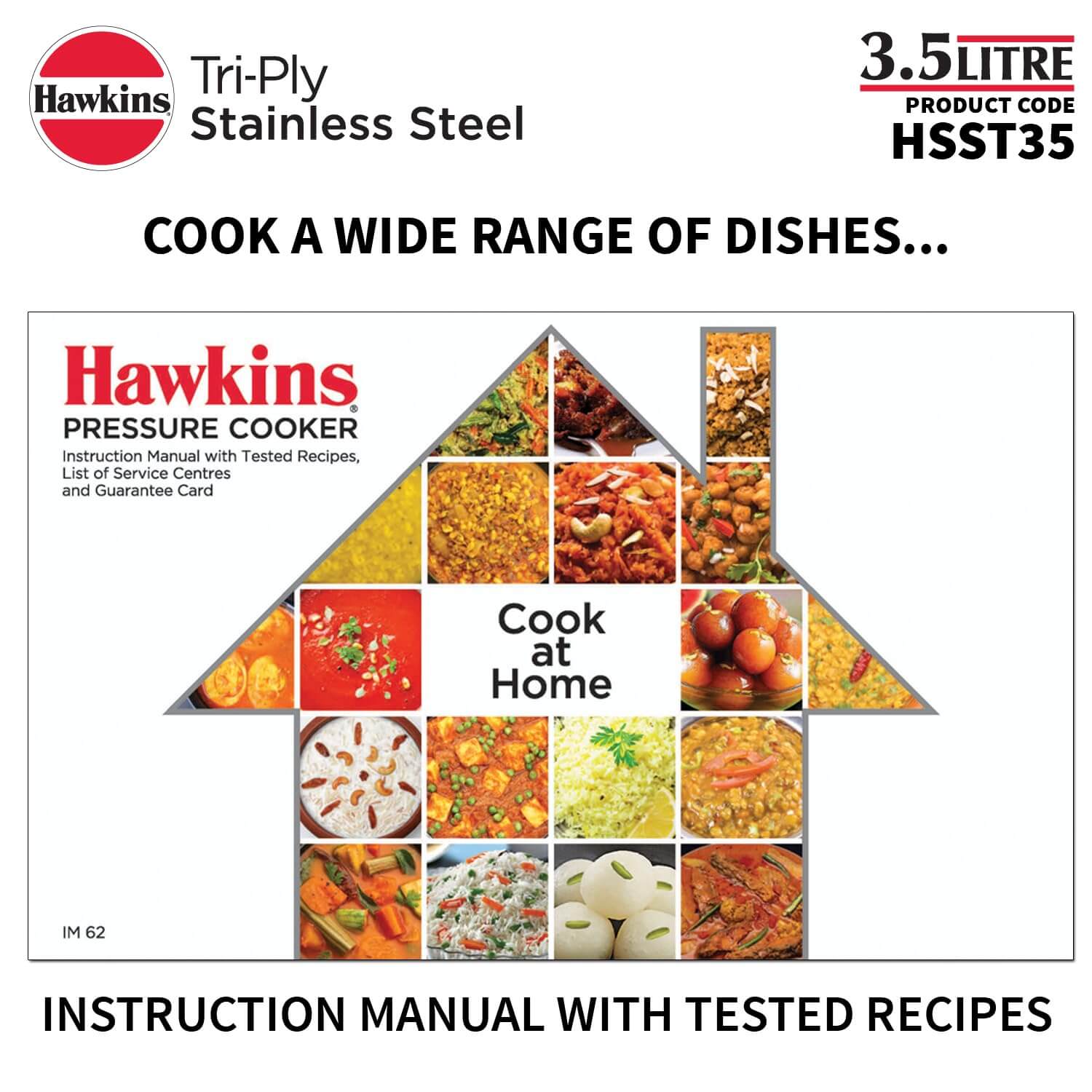 Hawkins Triply Stainless Steel Pressure Cooker - Inner Lid, Induction Compatible with 3mm Extra-Thick Base