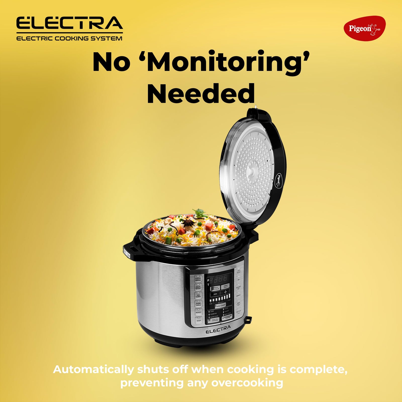 Pigeon Electra Smart 6 Litre Electric Pressure Cooker | 18 Preset Menus | Digital Display