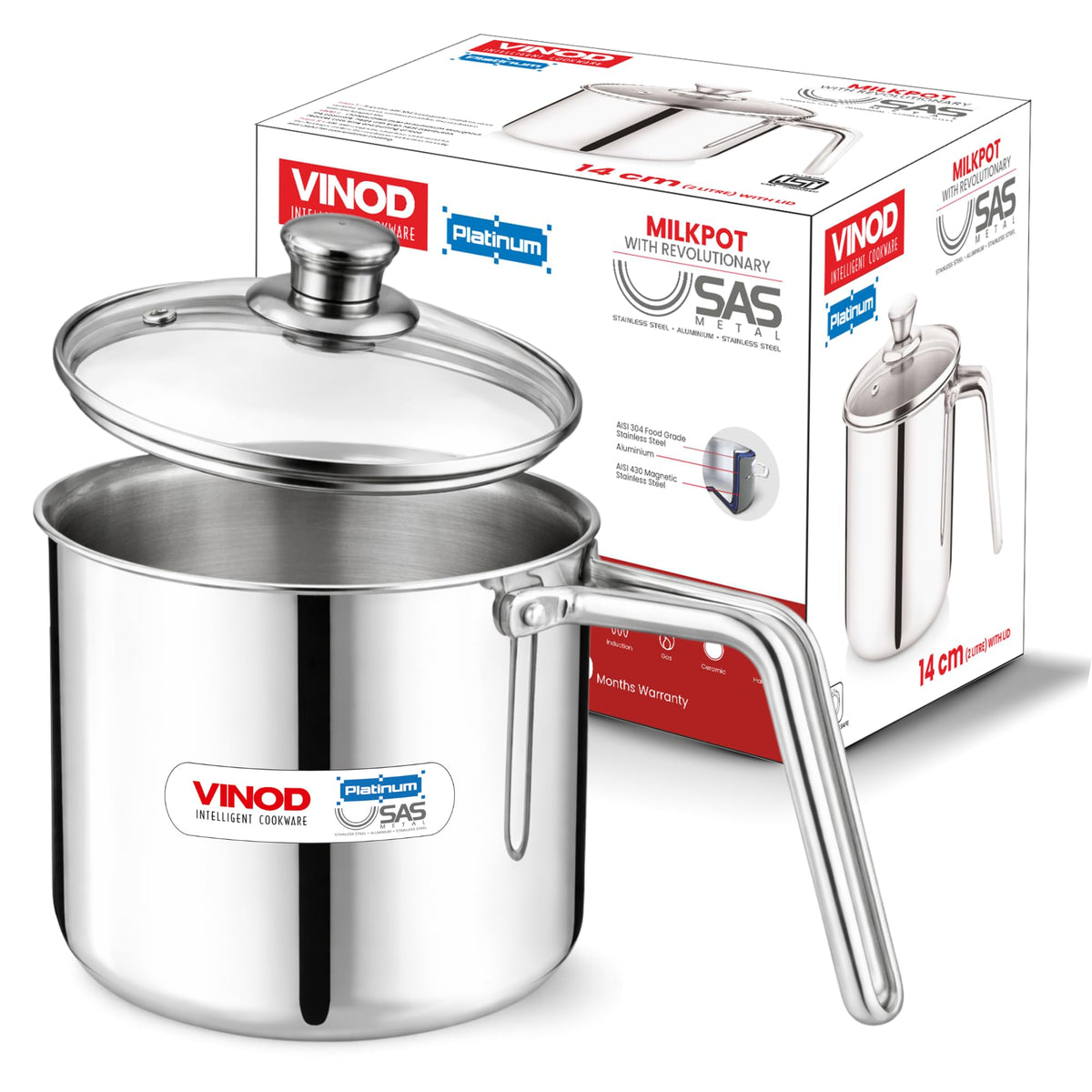 AISI 304 food grade stainless steel milk pot for boiling milk and chai