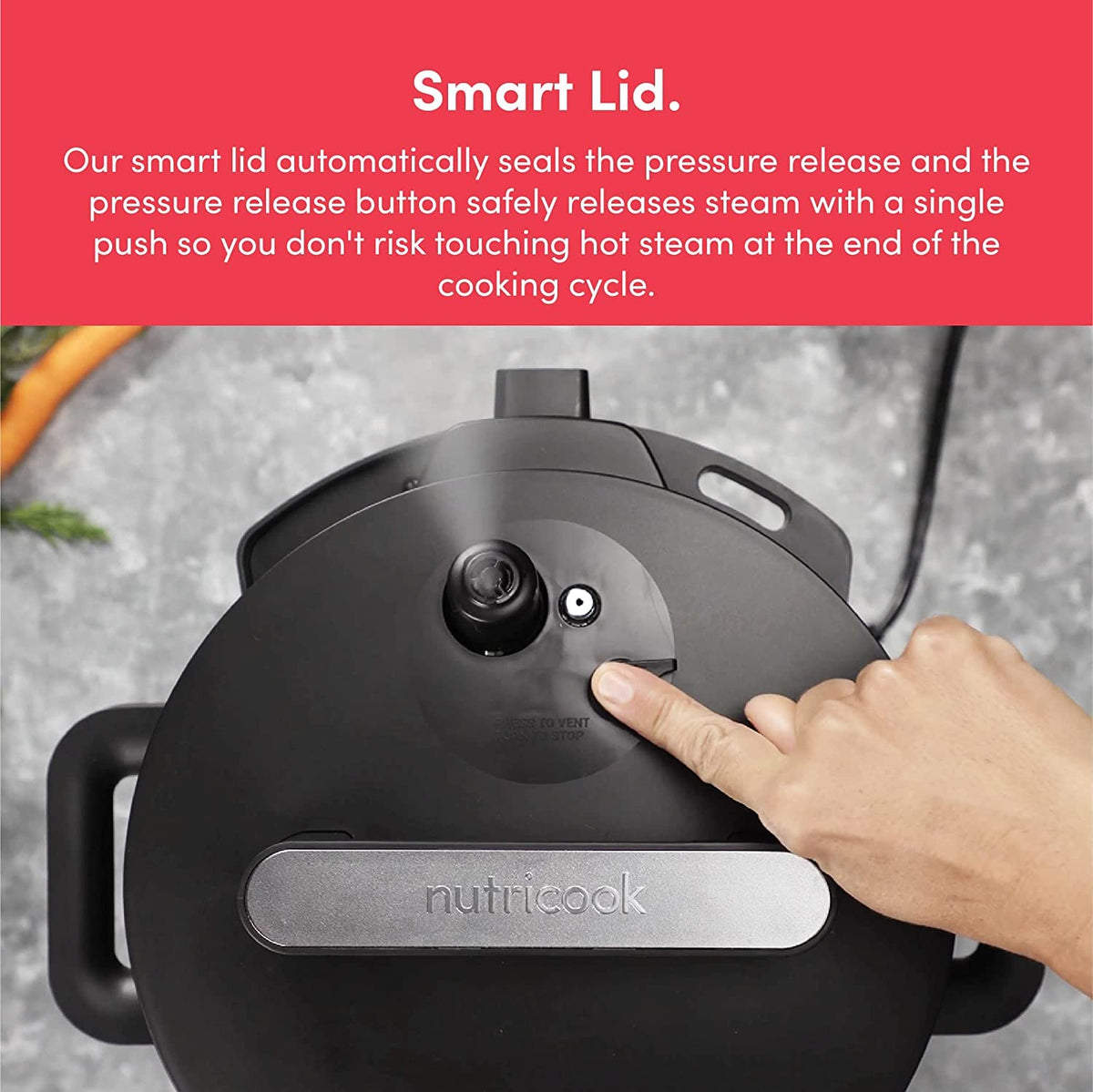Nutricook Smart Pot 2 accessories including stainless steel inner pot, steam rack, measuring cup, rice ladle, soup spoon, and user guide