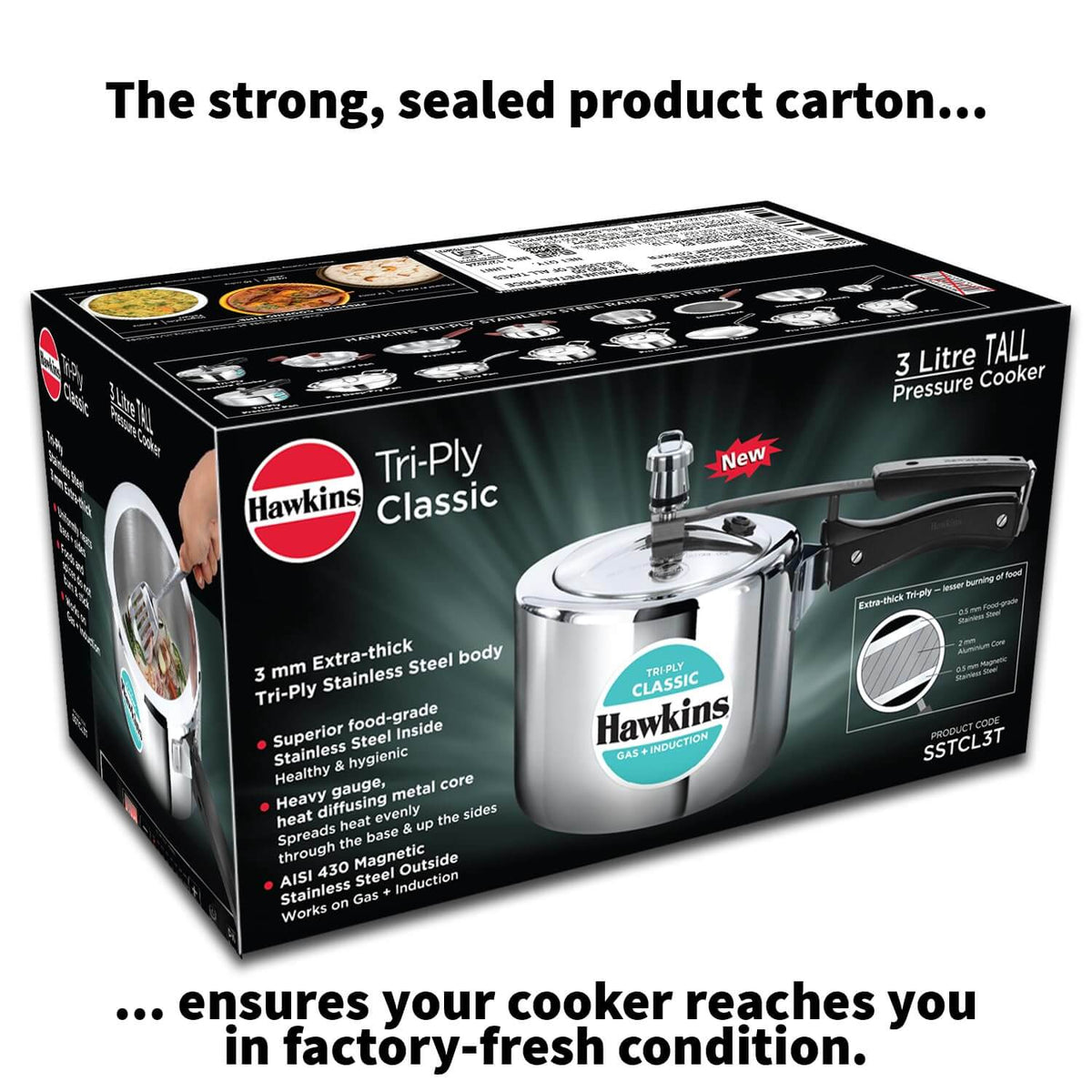 Hawkins Classic Triply Stainless Steel Cooker (SSTCL3T) – Tall Design