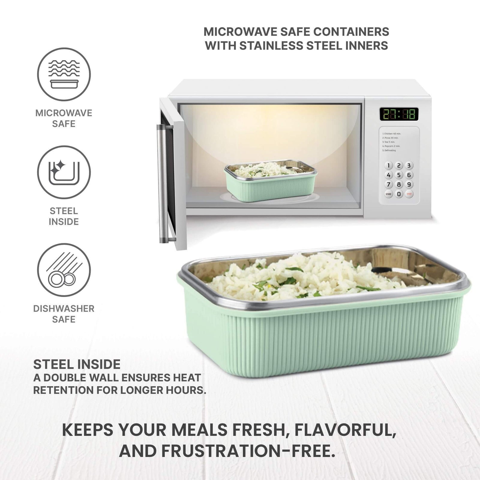 MILTON Cool Touch Epic 800 Microwave Safe Stainless Steel Tiffin Set of 2 (780ml+180ml) BPA Free