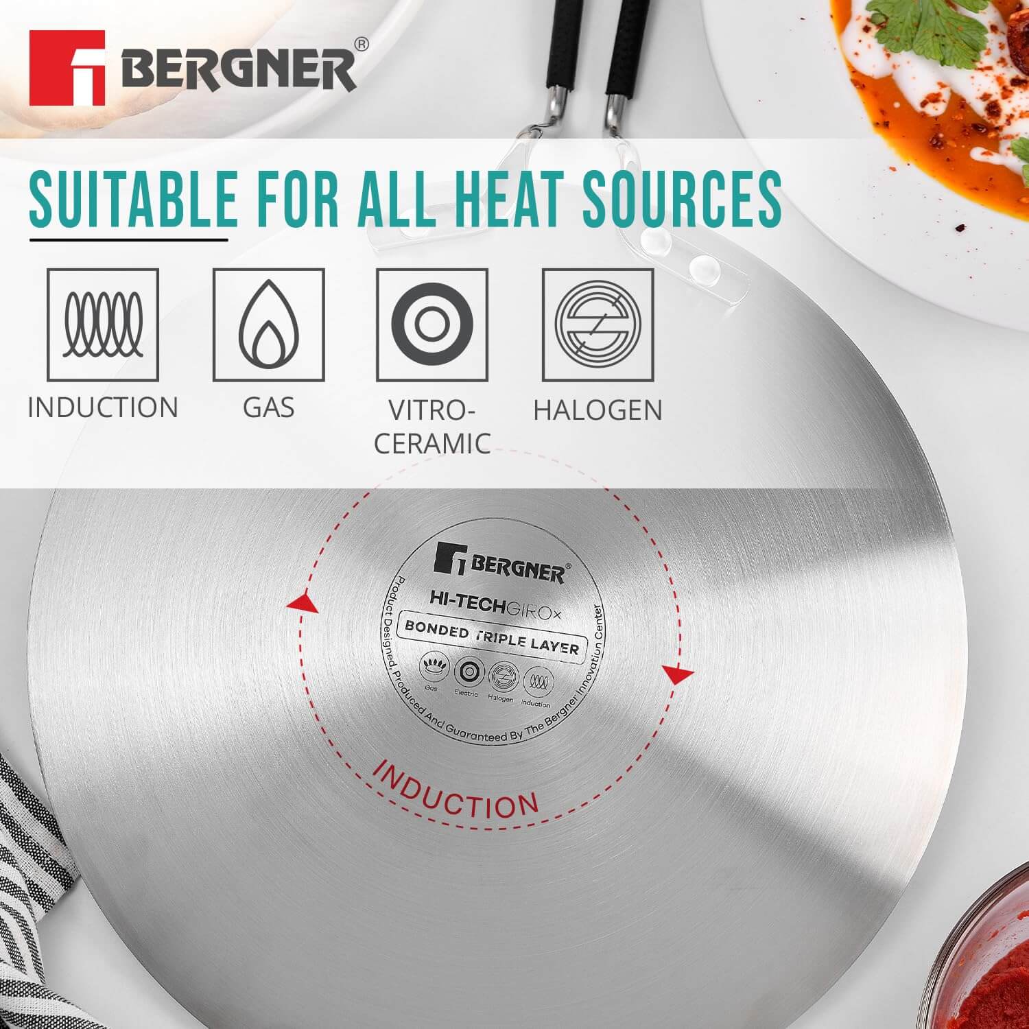 26cm BERGNER Hi-Tech Giro Ceramic Coated Tawa for roti making showing non-stick surface