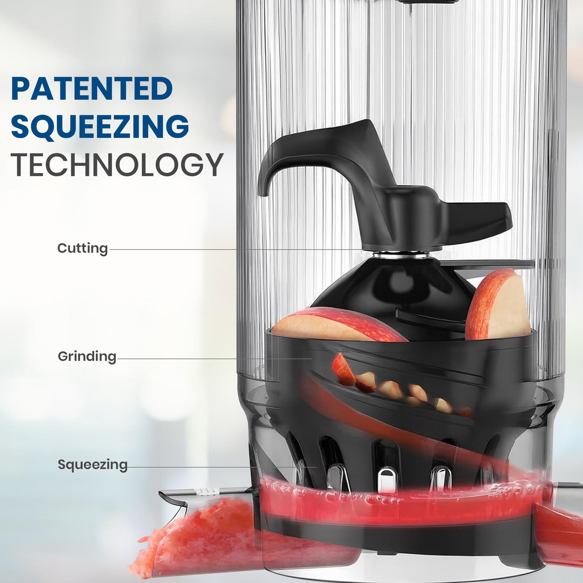 SOLARA masticating juicer delivering up to 10 percent more juice yield
