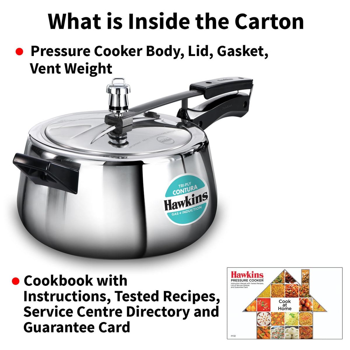 Hawkins 5 Litre Triply Contura Pressure Cooker – 3 mm Tri-Ply Stainless Steel, Gas & Induction (SSTCO50)