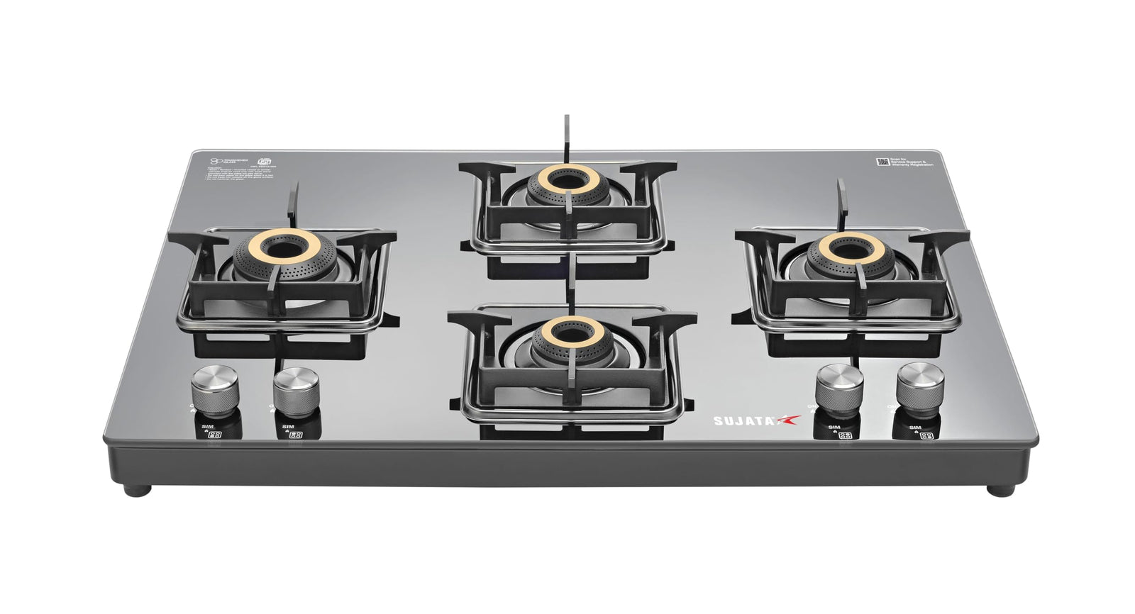 sujata premium cross Four-burner gas stove on a white background