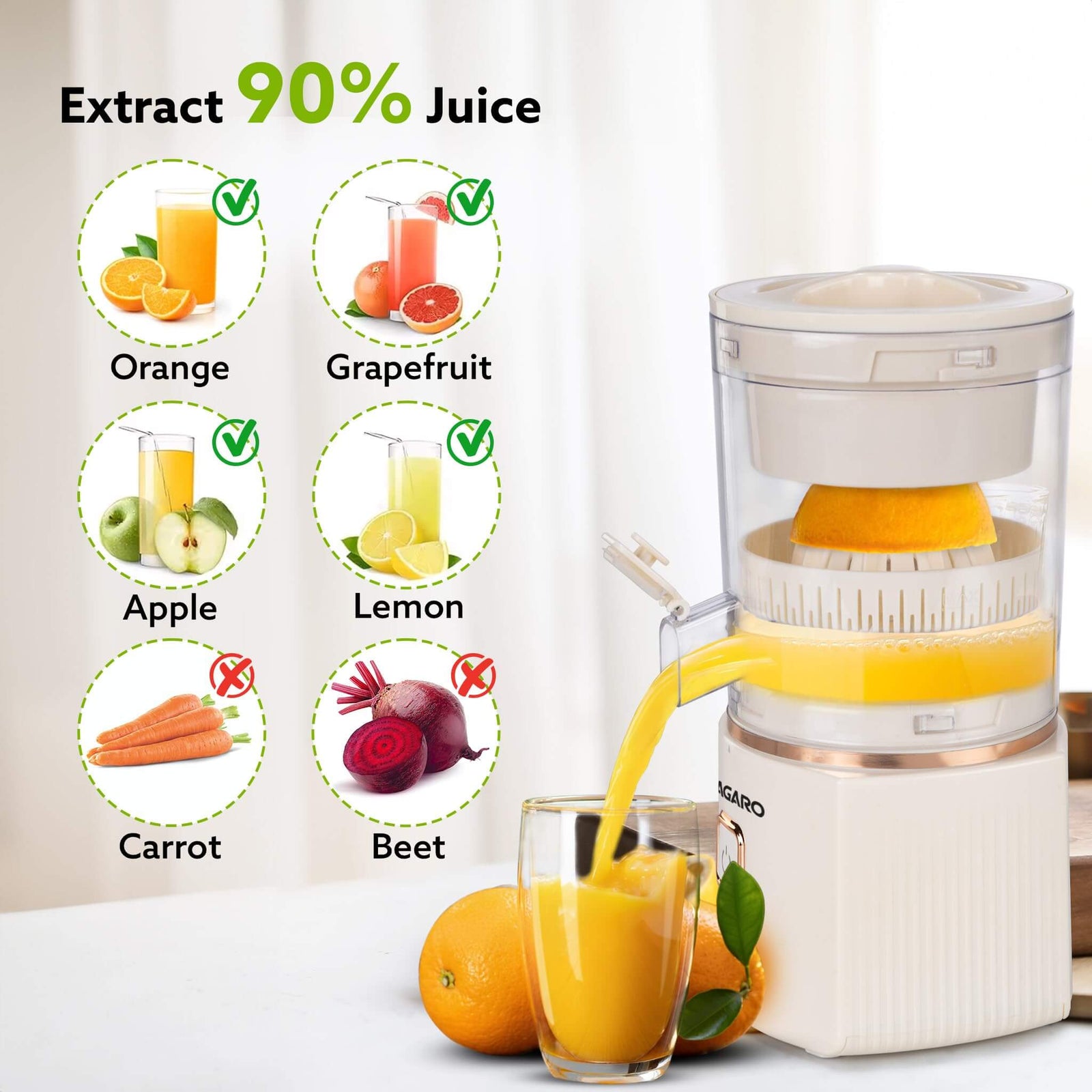 AGARO Regal Electric Citrus Juicer – 200ml, 80W, Automatic Juice Extractor