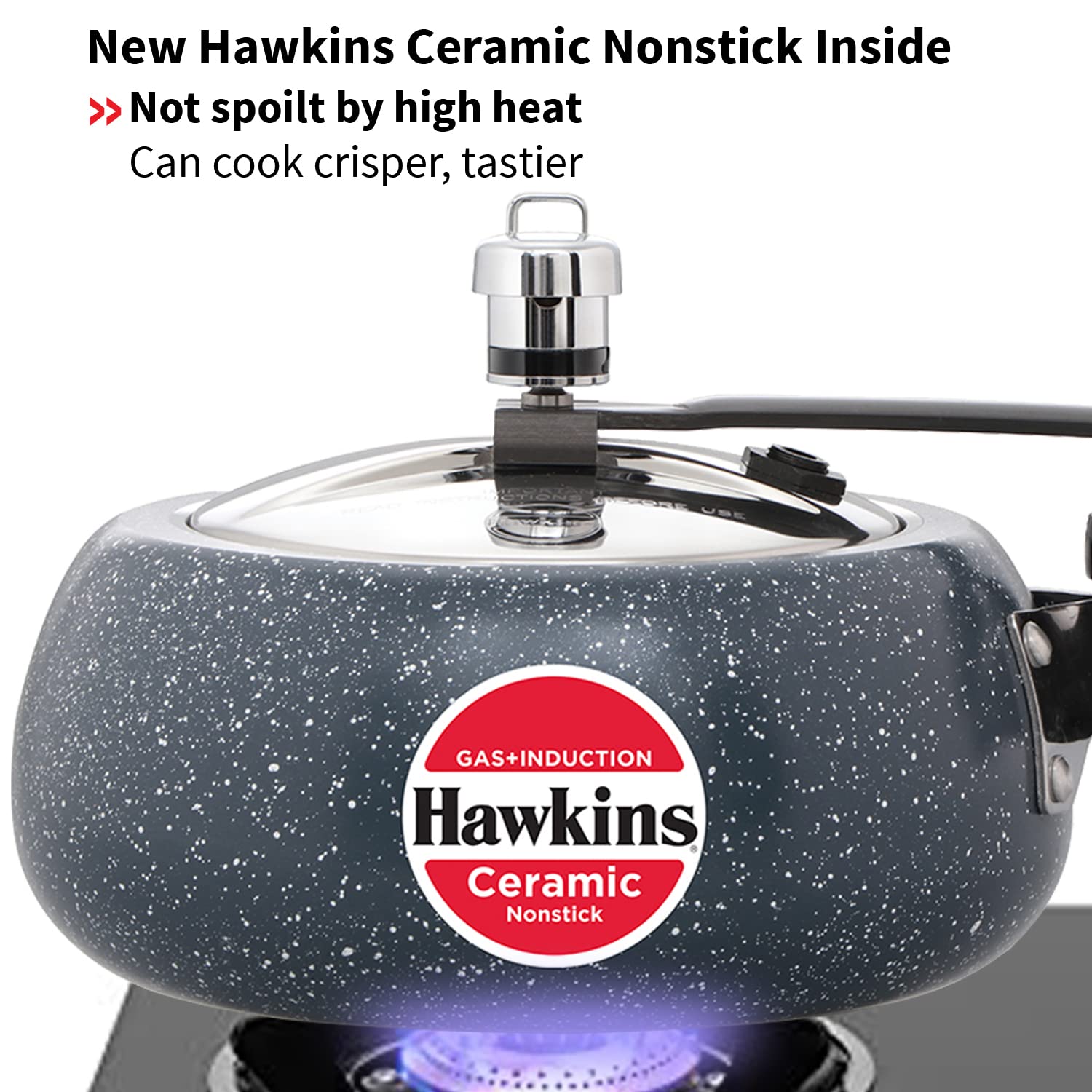 Hawkins Ceramic Nonstick Pressure Cooker, Induction Inner Lid Cooker