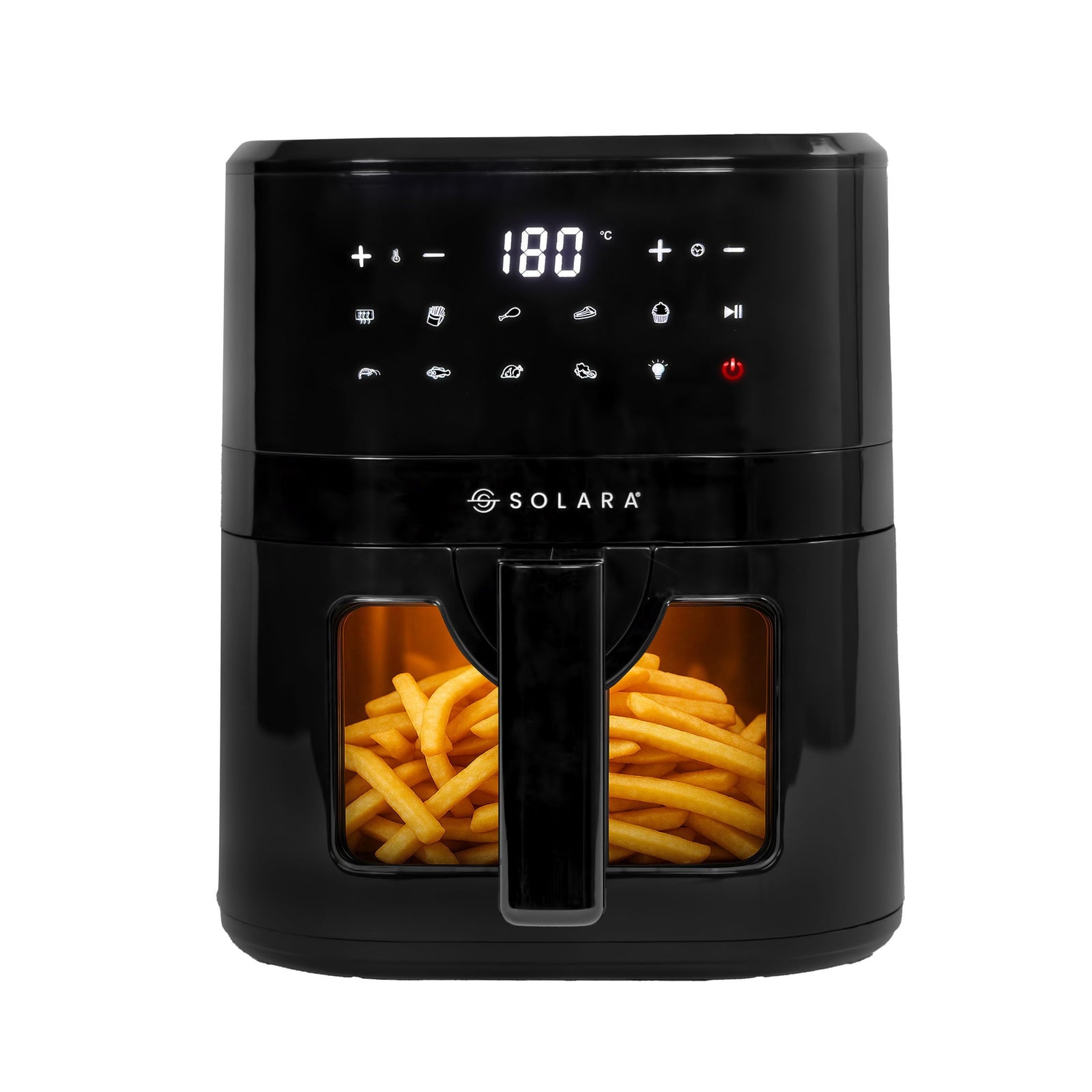 SOLARA 4.5L air fryer for home in black with see-through window
