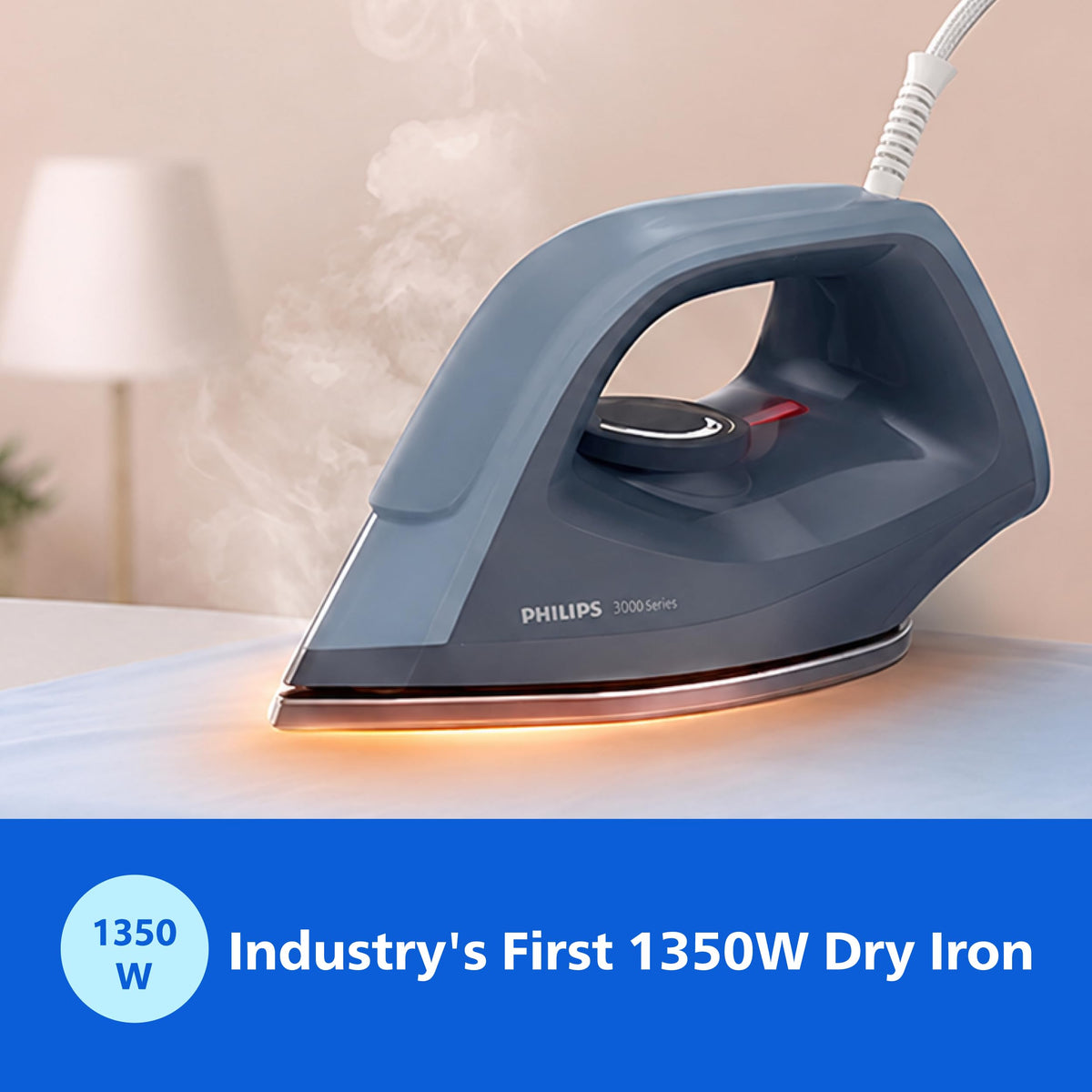 Philips DST0700/00 dry iron ergonomic handle and temperature control dial