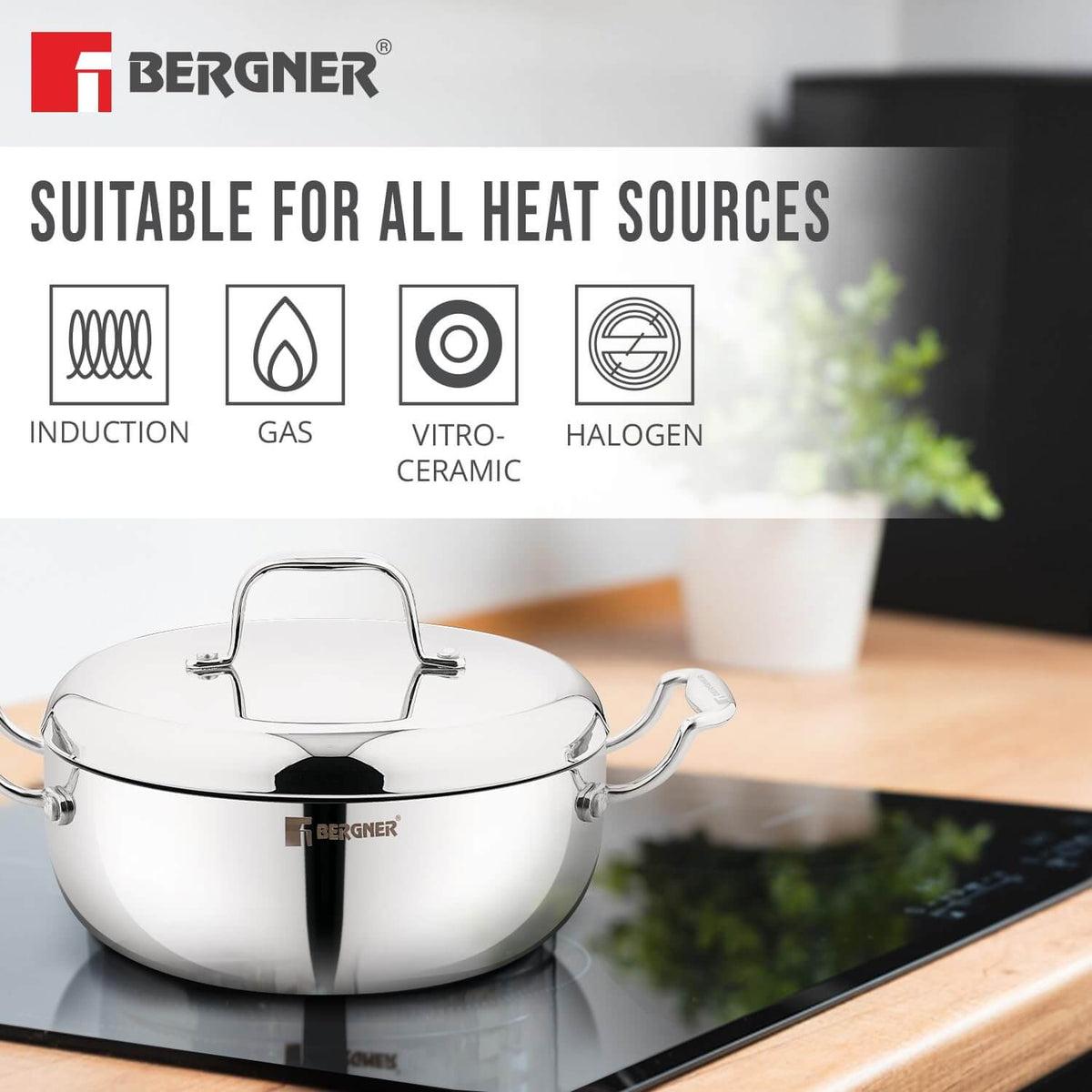 Elegant Triply Cookware with Efficient Heat Distribution