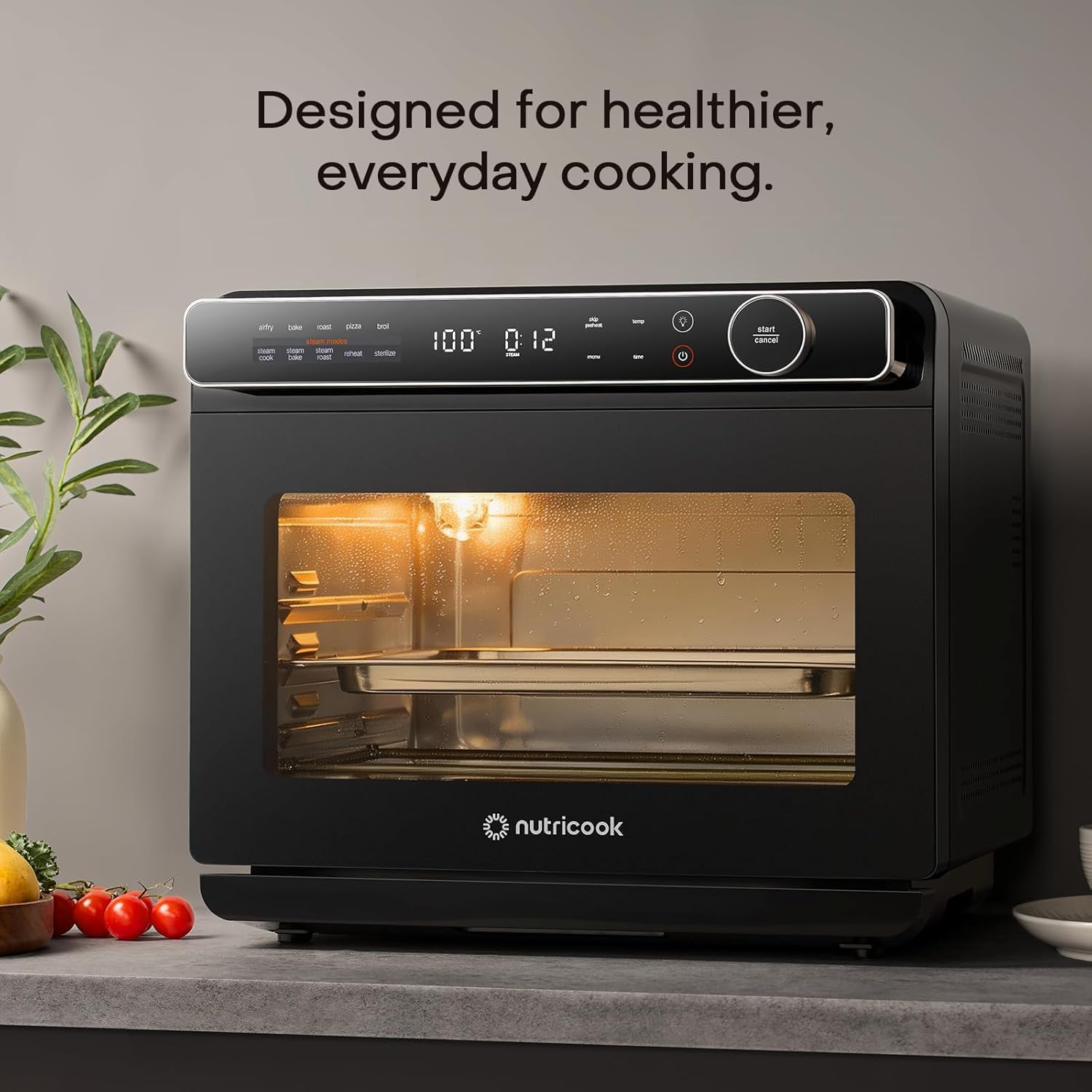 Nutricook Steami X 24L steam air fryer oven in black for healthier everyday cooking