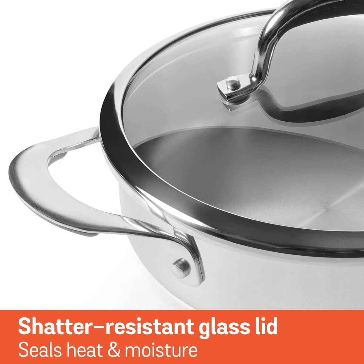 Meyer Select Nickel-Free Stainless Steel Sauteuse with Glass Lid | Triply Base Steel Pan | Gas & Induction Compatible | Dishwasher Safe