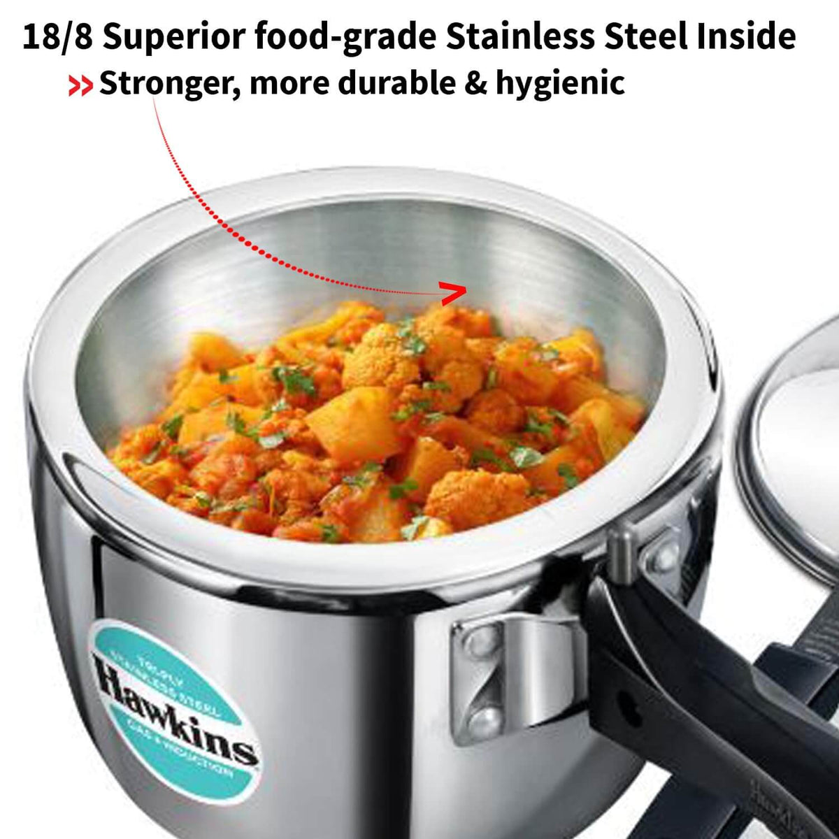 Hawkins Triply Stainless Steel Pressure Cooker - Inner Lid, Induction Compatible with 3mm Extra-Thick Base
