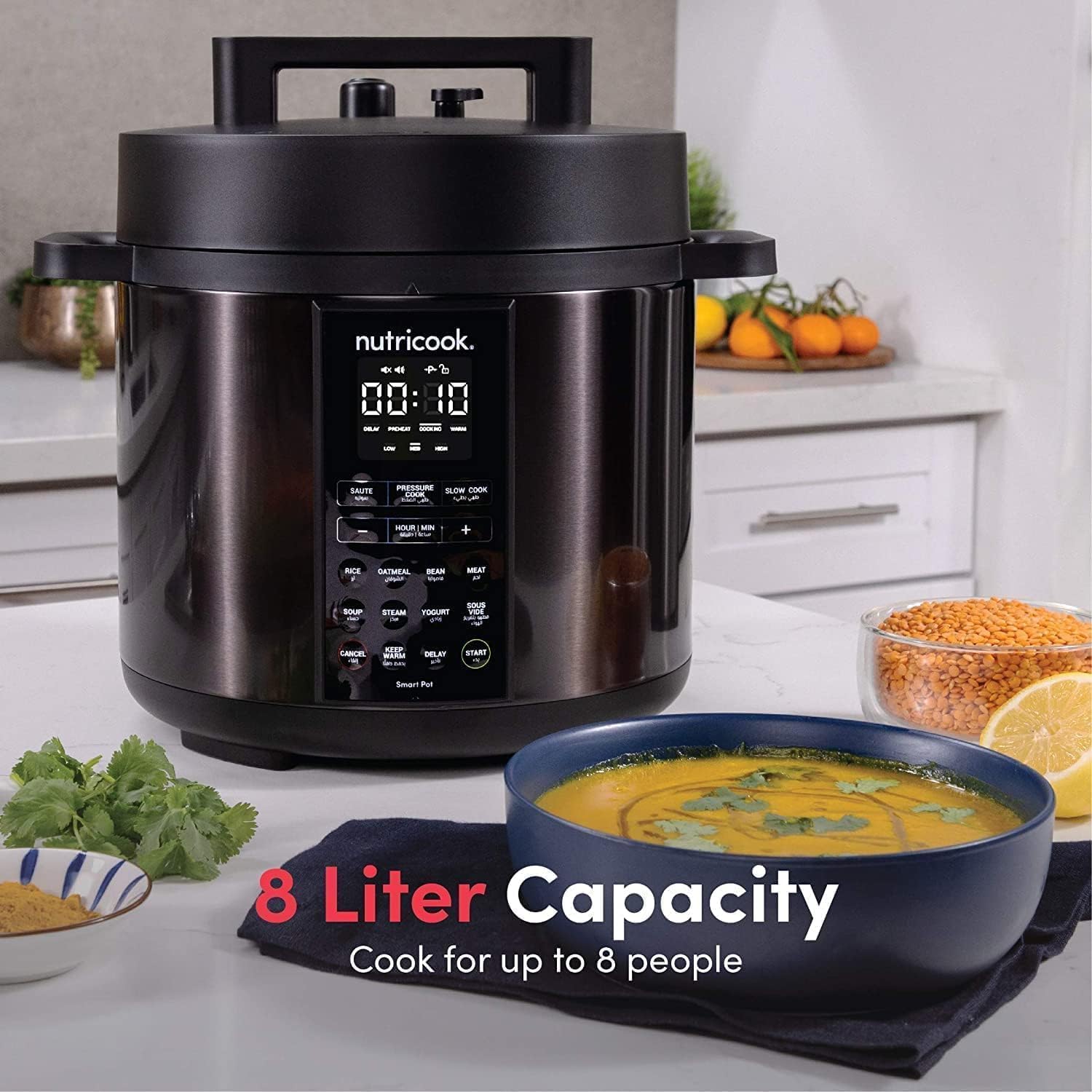 Nutricook Smart Pot 2 stainless steel cooking pot and steam rack accessories included in box