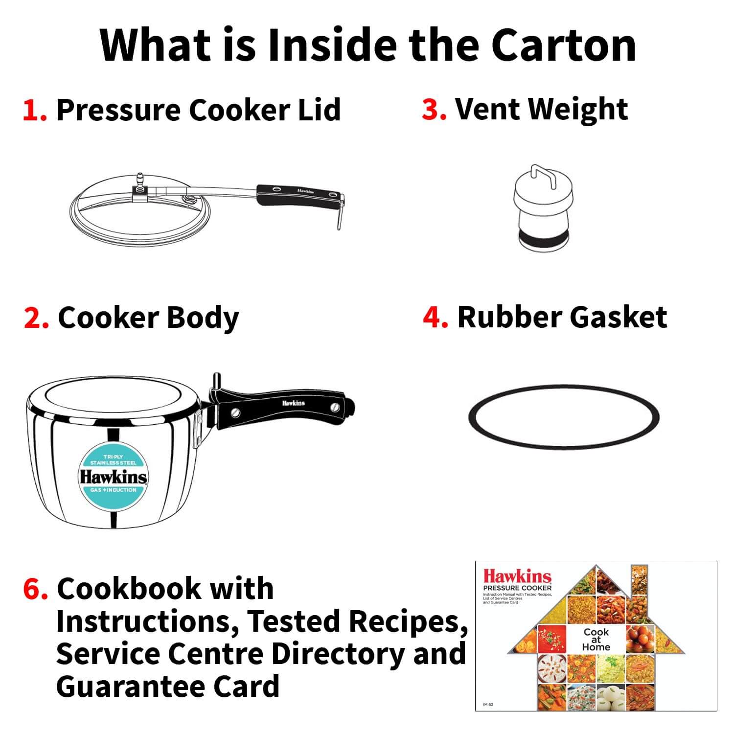 Hawkins Triply Stainless Steel Pressure Cooker - Inner Lid, Induction Compatible with 3mm Extra-Thick Base