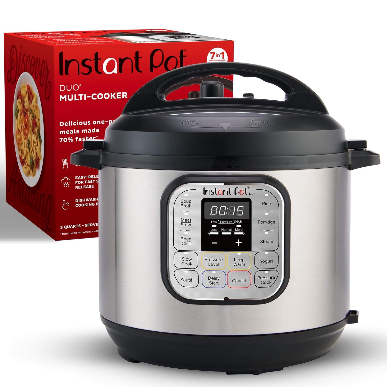 Instant Pot 3L 7-in-1 Electric Pressure Cooker – Stainless Steel Multi-Use Cooker for Rice, Slow Cooking, Steaming & More