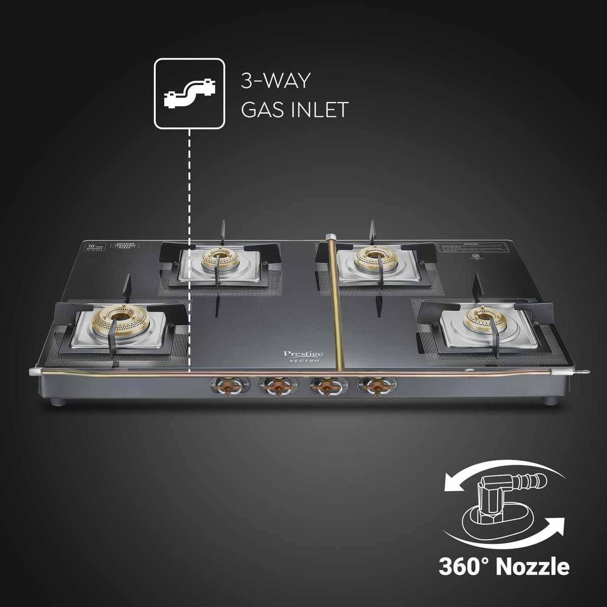 Jumbo Brass Burners for Efficient Cooking on Prestige Gas Stove