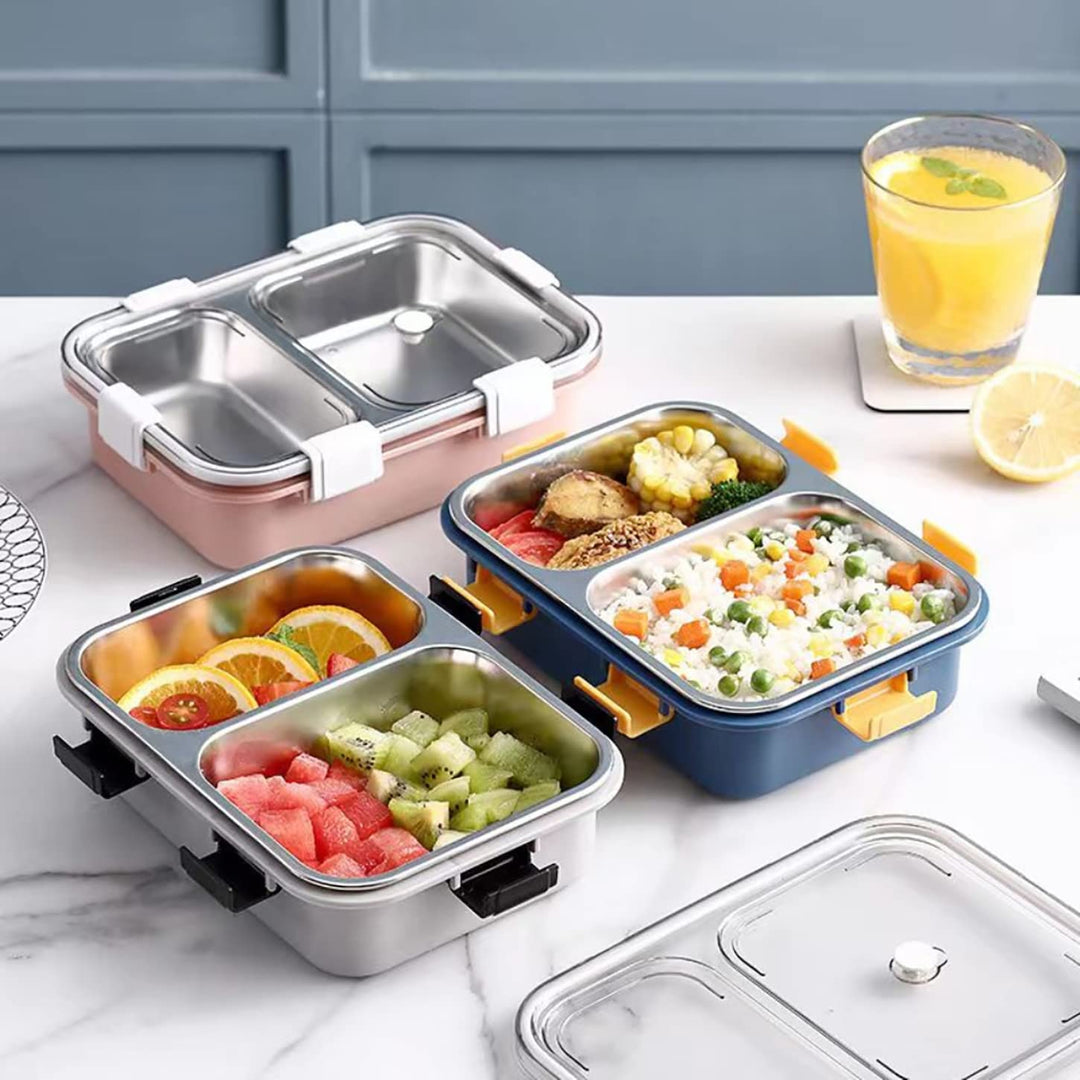 Lunch Box Compartment Stainless Steel with Spoon, for School, Lunch Bo