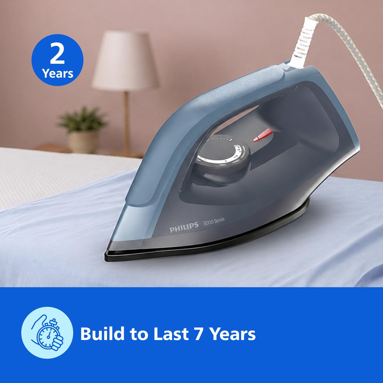 Philips DST0700/00 heavy weight dry iron smoothing a cotton saree
