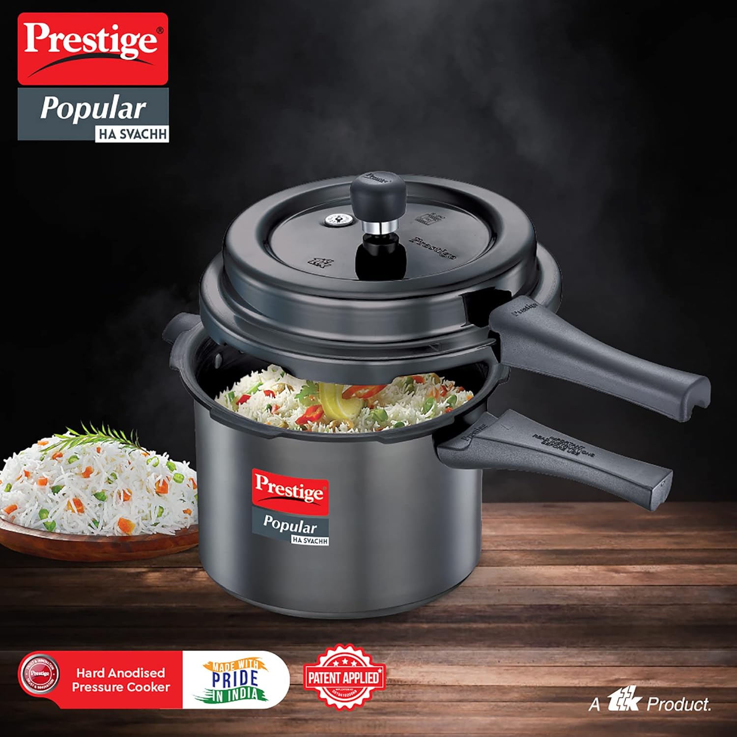 Prestige Popular Svachh Hard Anodised Outer Lid Pressure Cooker - Black