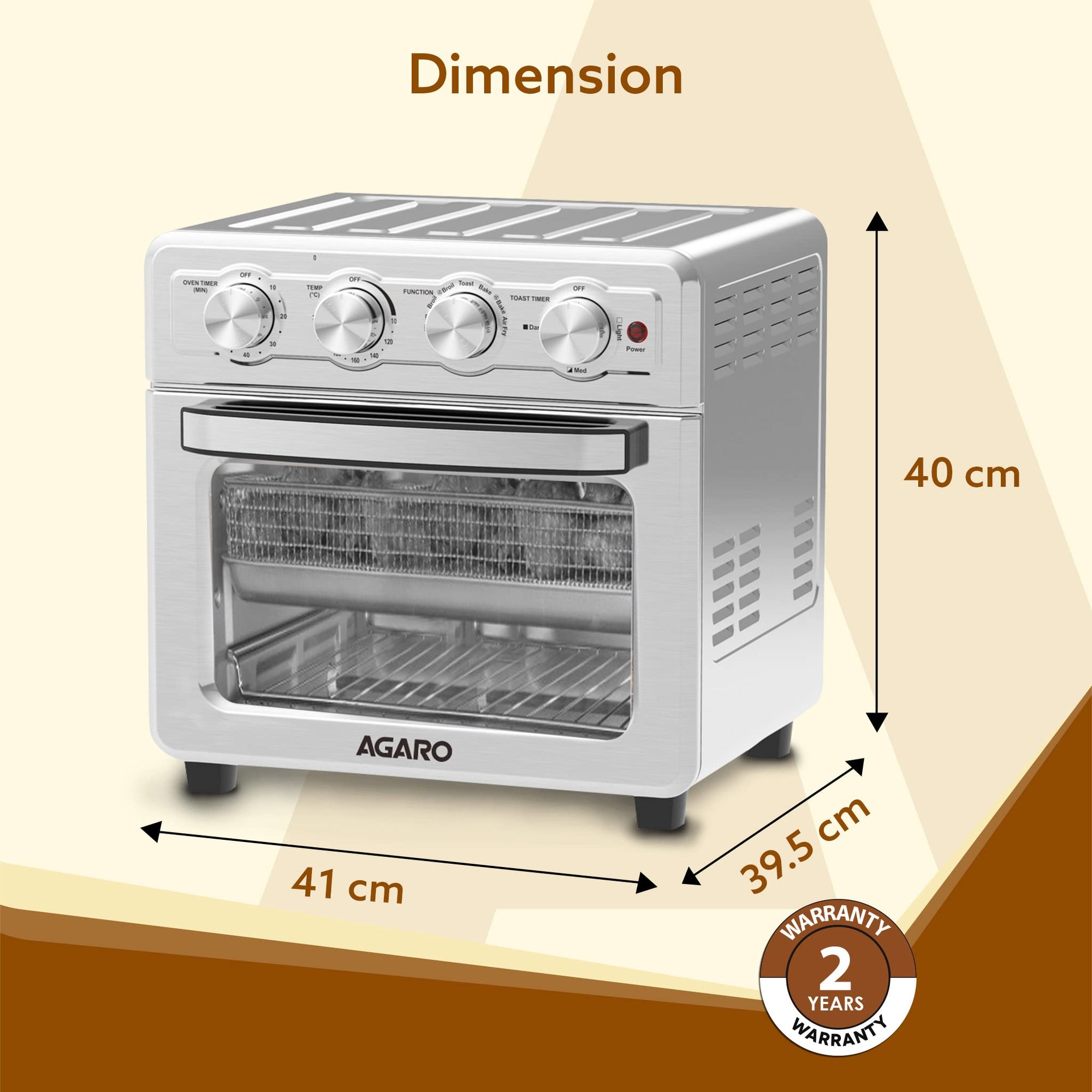 AGARO Regal 23L Air Fryer Convection Oven with Rotisserie, 1800W, 7 Presets