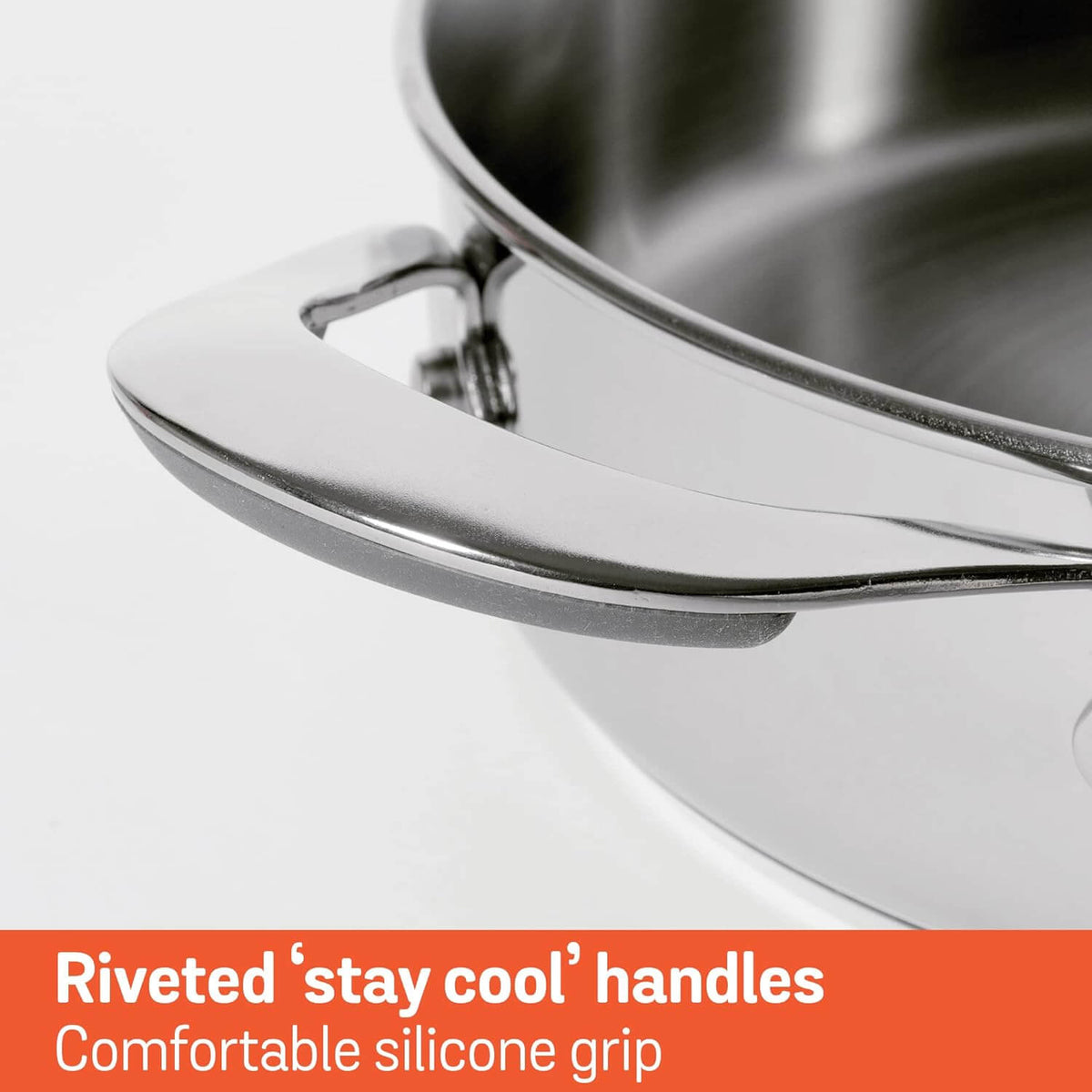 Meyer Select Nickel-Free Stainless Steel Sauteuse with Glass Lid | Triply Base Steel Pan | Gas & Induction Compatible | Dishwasher Safe