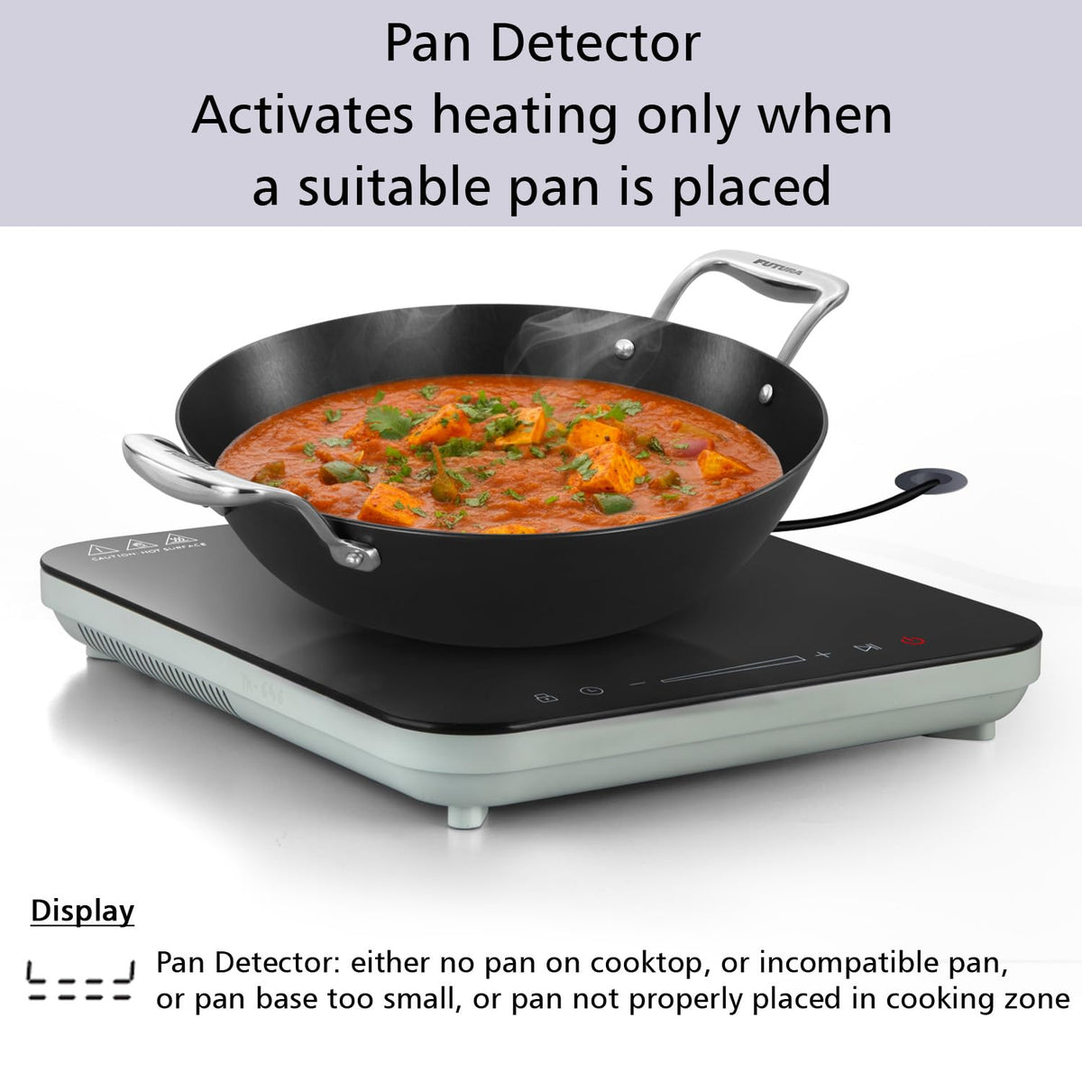 Futura induction cooktop FIC1A1 sleek black design with Hawkins branding Made in India