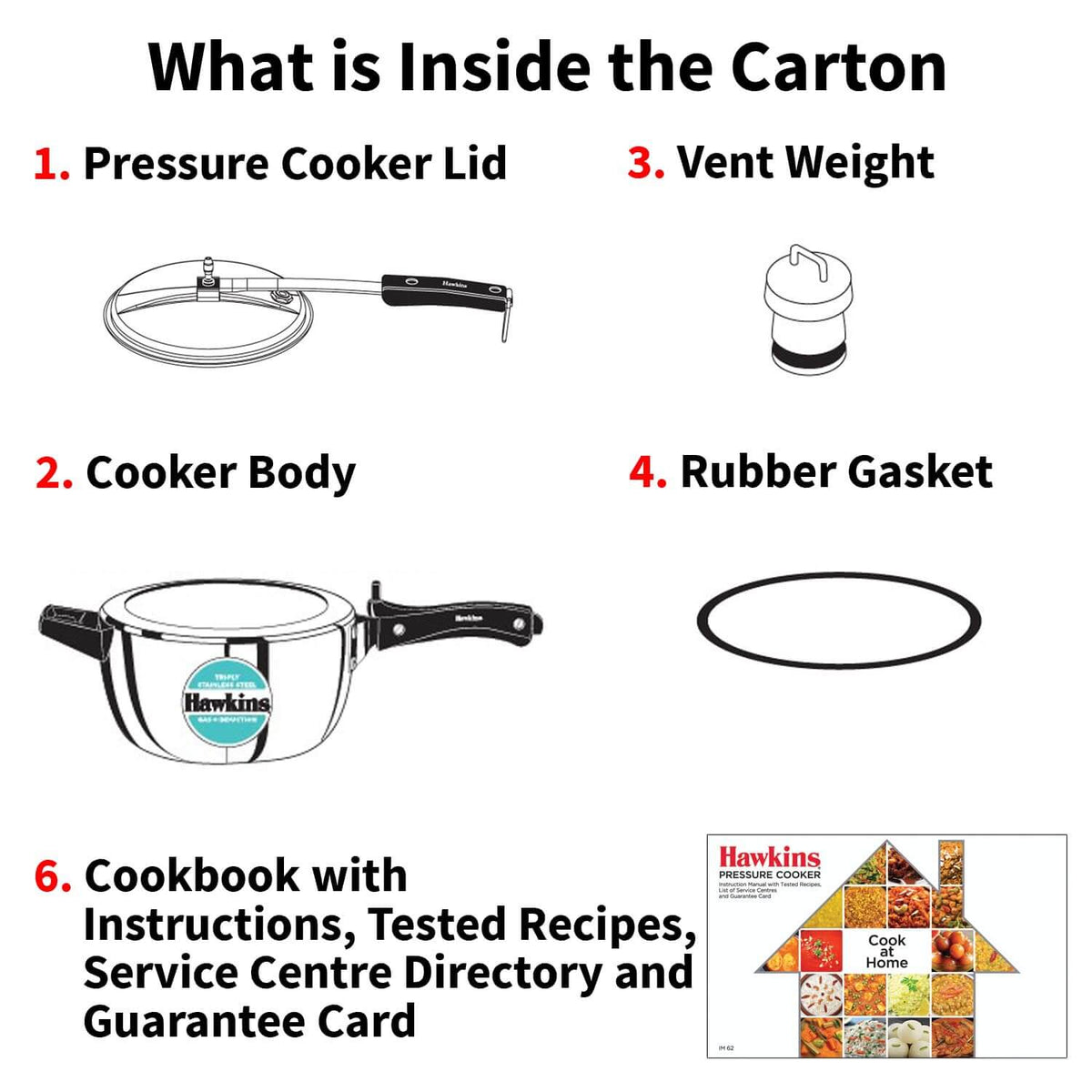Hawkins Triply Stainless Steel Pressure Cooker - Inner Lid, Induction Compatible with 3mm Extra-Thick Base