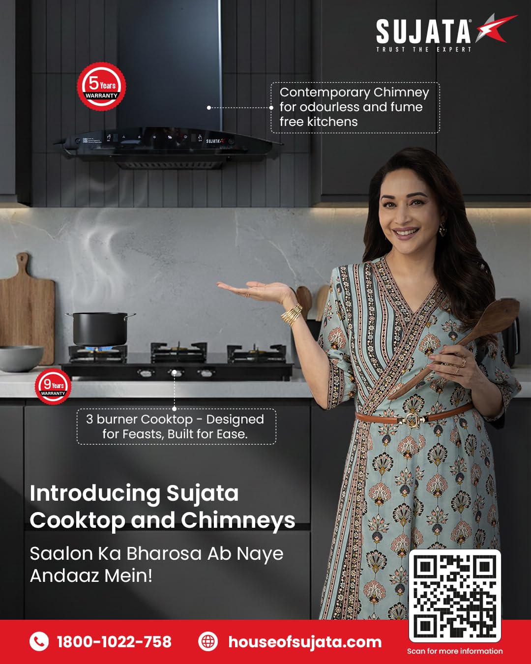 ISI certified Sujata 3 burner glass top gas stove LPG and PNG compatible