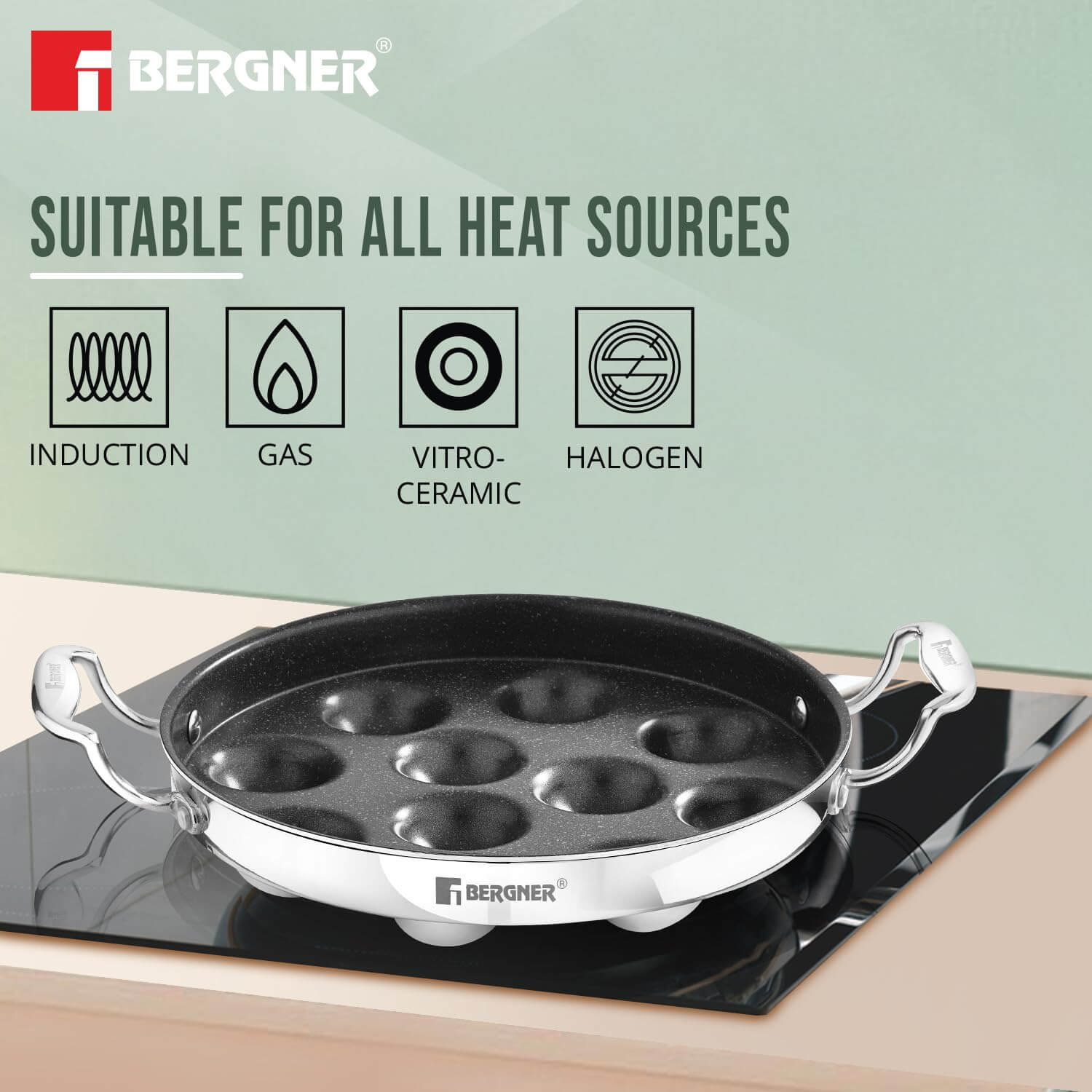 Induction-Compatible Bergner Paniyarakkal – 11 Pits for Perfect Paniyarams & Appams