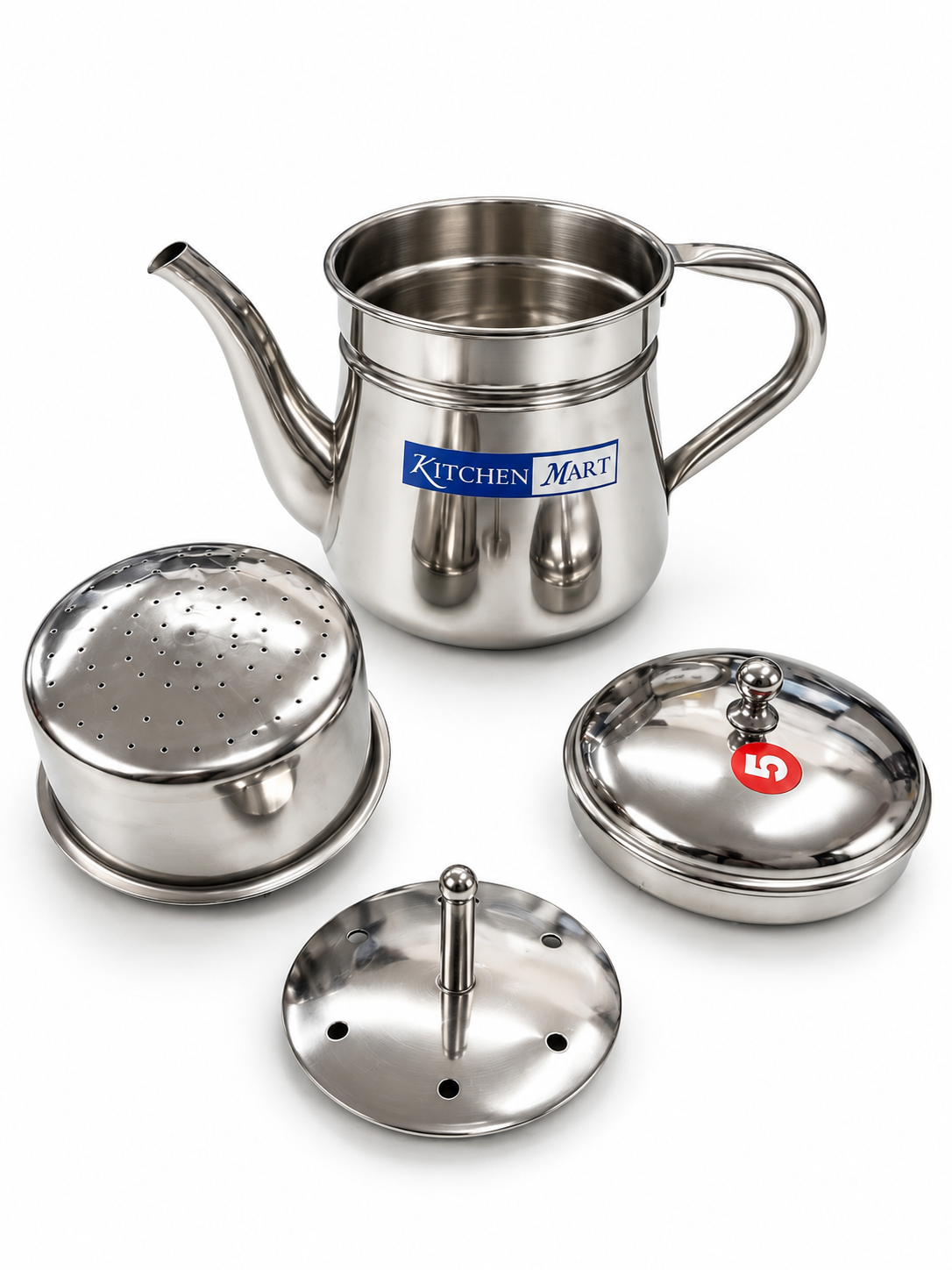 Kitchen Mart Stainless Steel Coffee Kettle with Filter – South Indian Drip Coffee Maker