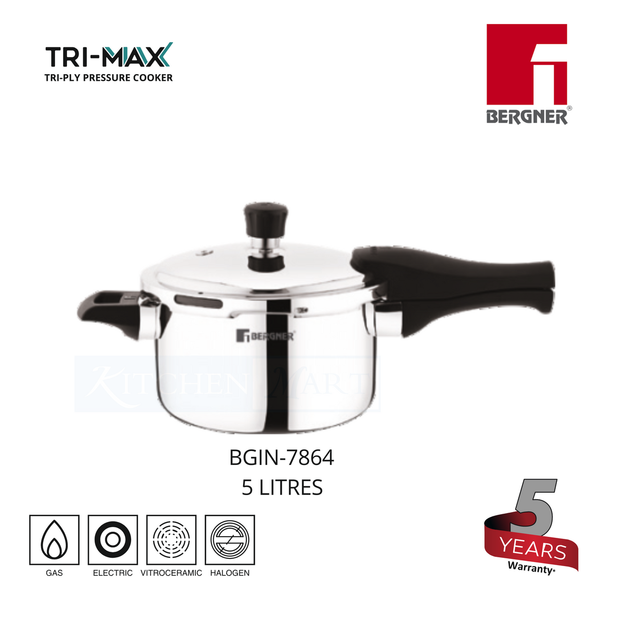 BERGNER TriMax Tri-Ply Stainless Steel Cooker With Outer Lid