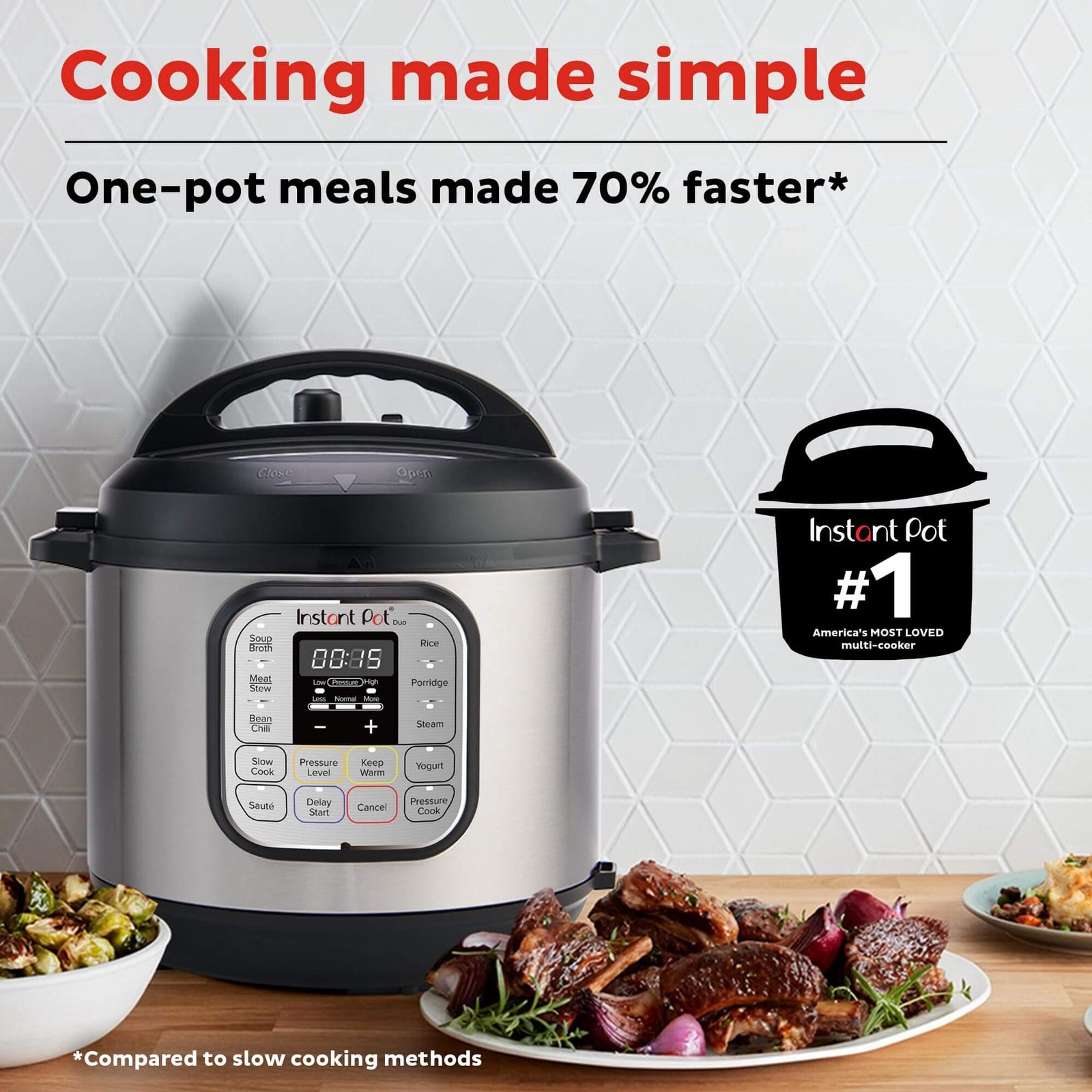 Instant Pot 3L 7-in-1 Electric Pressure Cooker – Stainless Steel Multi-Use Cooker for Rice, Slow Cooking, Steaming & More