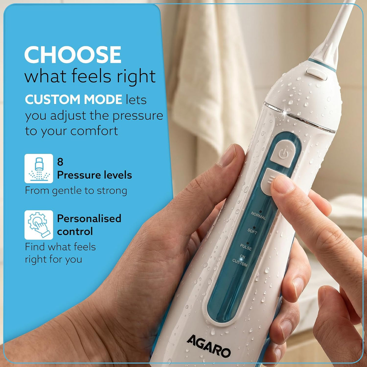 AGARO Ultra Plus Cordless Water Flosser, 200 ml Tank, 4 Cleaning Modes, 5 Nozzles, IPX7 Waterproof Oral Irrigator