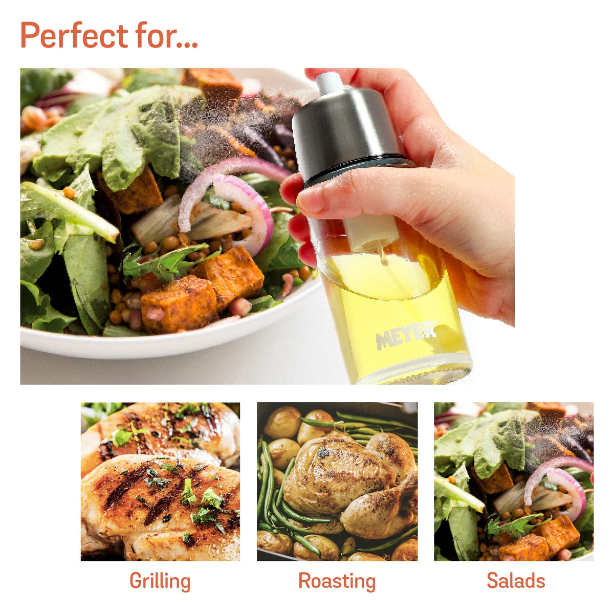 Meyer Kitchen Hacks Oil Mister / Oil Sprayer, 170ml – Refillable, Toxin-Free Oil Dispenser for Healthy Cooking