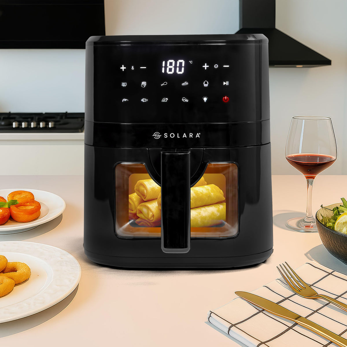 SOLARA SOL-AF-124 digital air fryer black with 360 air circulation
