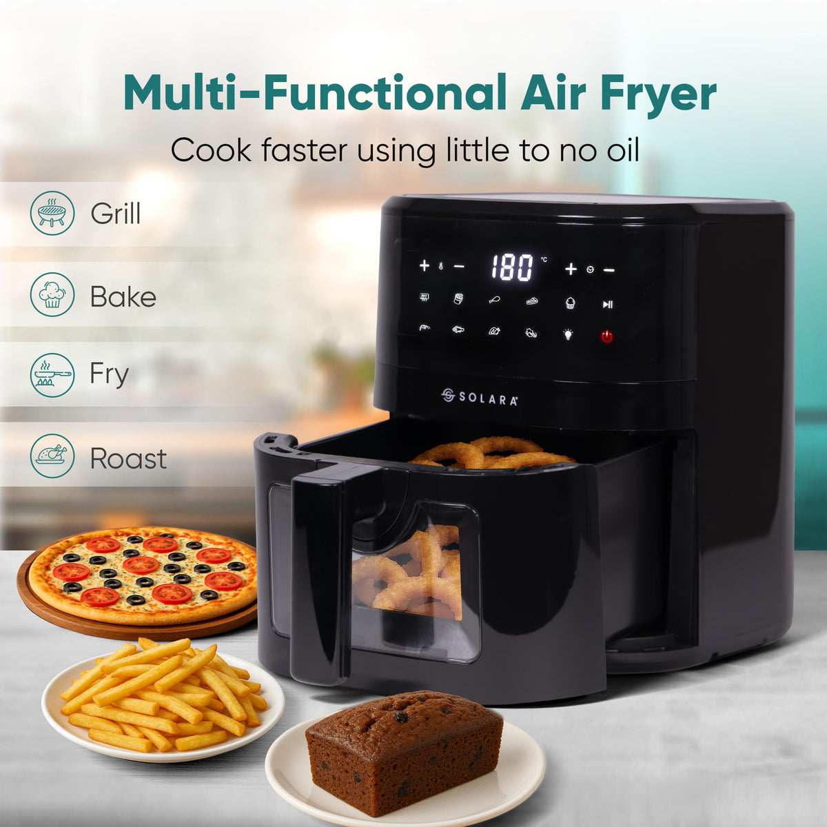 SOLARA digital air fryer 4.5 litre with 10 preset touch control panel
