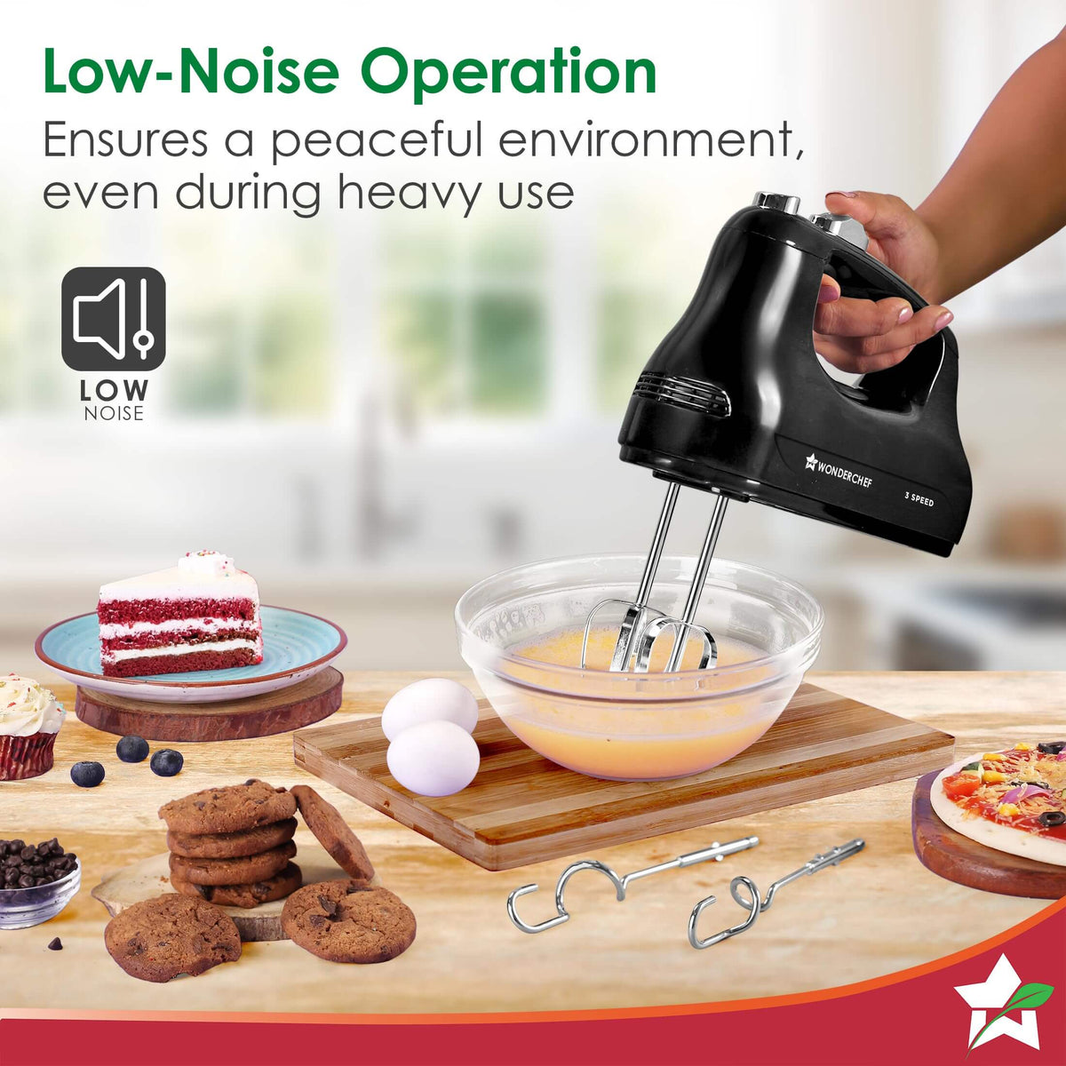 Compact and lightweight Wonderchef Essenza Hand Mixer in black