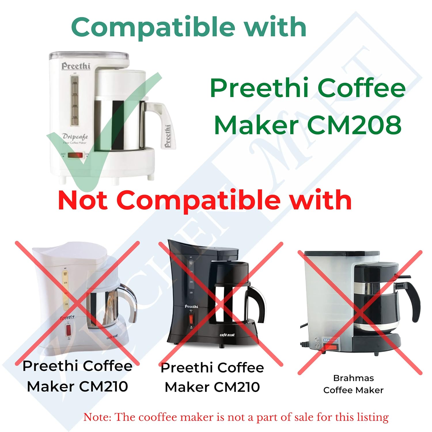 Stainless steel replacement jug for Preethi CM208 CM210 models