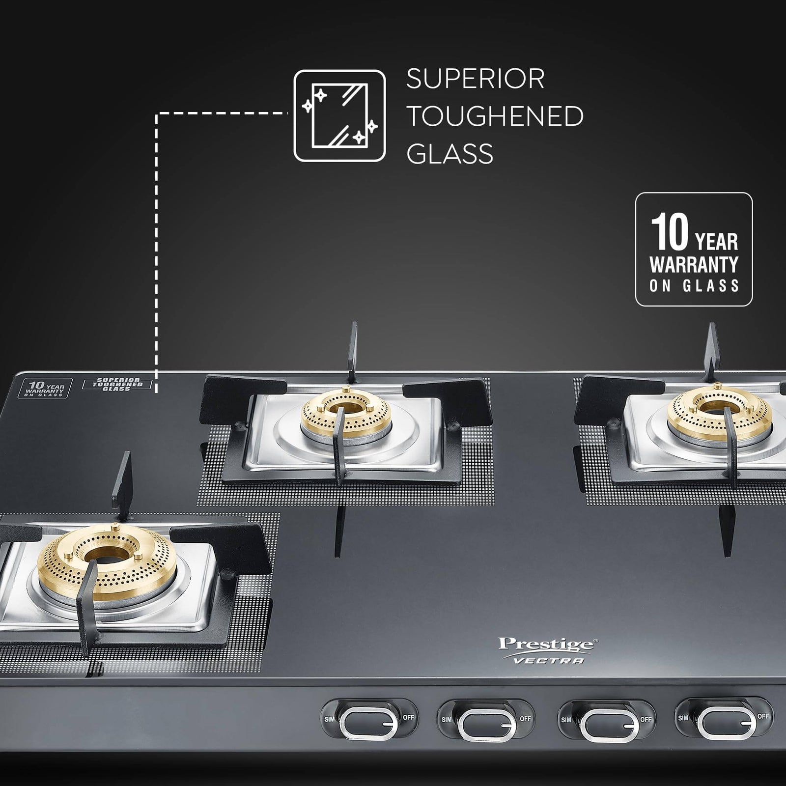 Prestige Gas Stove with Gas Lighter Holder and Cleaning Stand